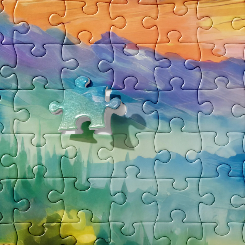 Van Gogh-Inspired Mountain Sunset Jigsaw Puzzle – Majestic Mountains, Colorful Cabin, Flower Fields, Perfect Home Decor Gift, Relaxing & Fun