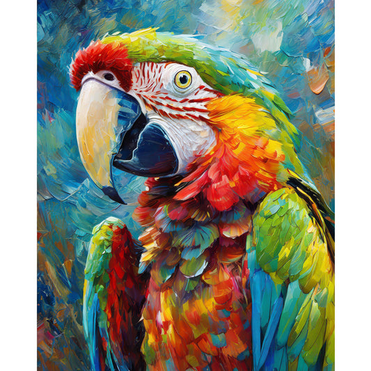 Vibrant Macaw Parrot Portrait - Digital Art Print - Colorful Bird Decor - Polly The Parrot - Exotic Wildlife Wall Art - Home Decor