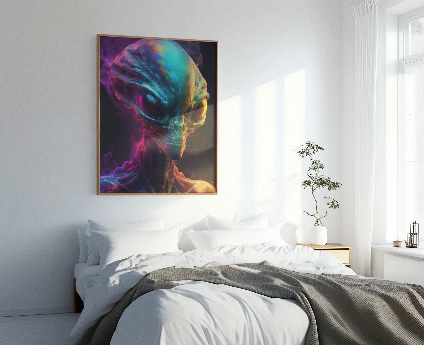 Rainbow Smoke Alien - Colorful Wall Art For Home & Office - Surreal Cosmic Fine Art - Digital Download Print