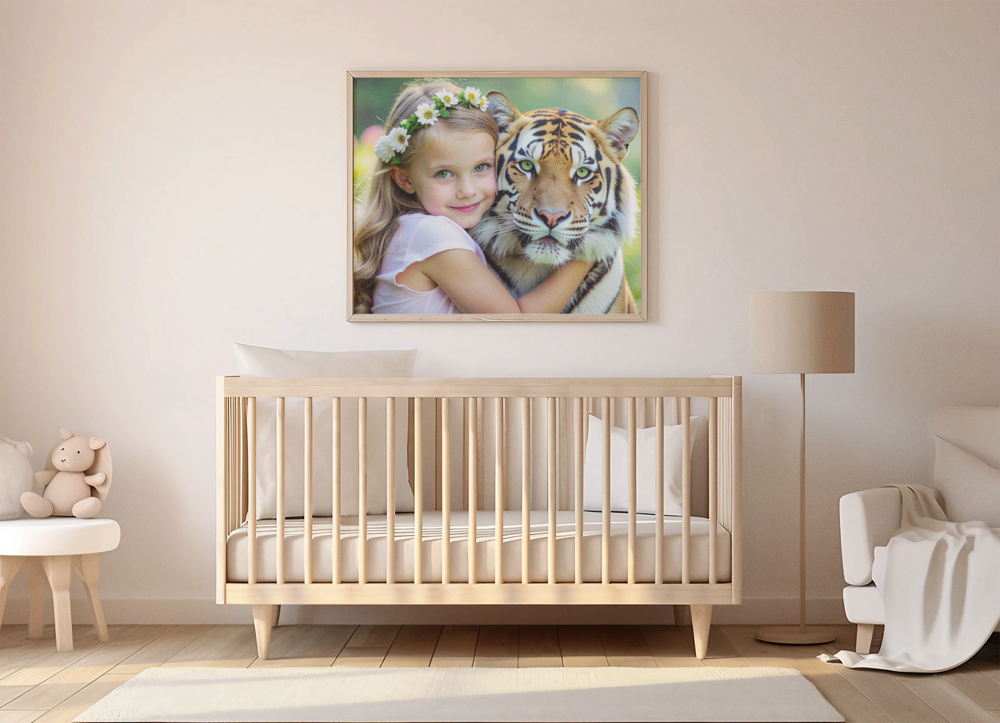 Best Friends - Surreal Friendship - A Little Girl Hugging A Tiger - Fine Art Digital Download Print