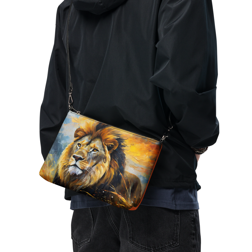 Majestic Male African Lion Crossbody Bag - Vibrant, Stylish & Colorful Oil Painting, Perfect Gift For Nature Lovers And Wildlife Enthusiasts
