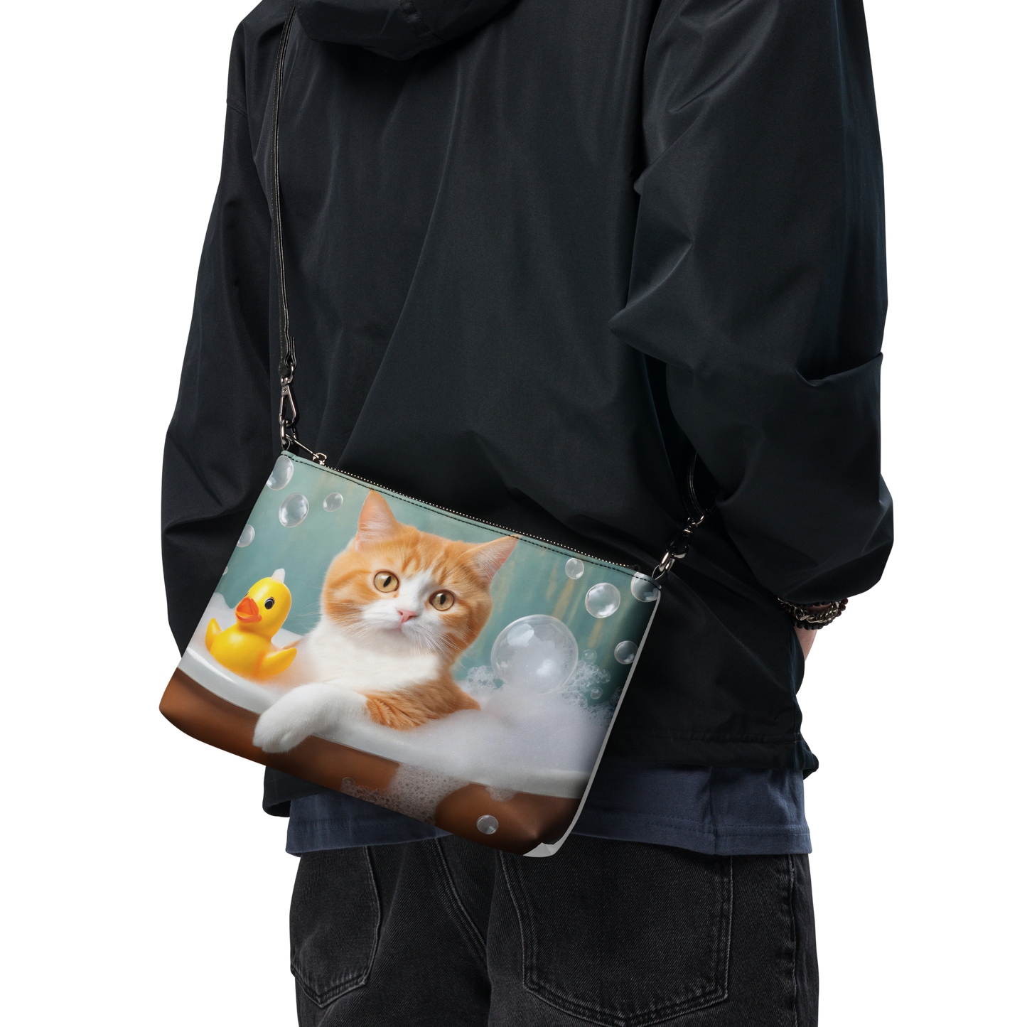 Adorable Cat In Bubble Bath Crossbody Bag - Cute Gift For Cat & Pet Lovers, Teens And Kids - Perfect For Everyday Use And Stylish Fashion