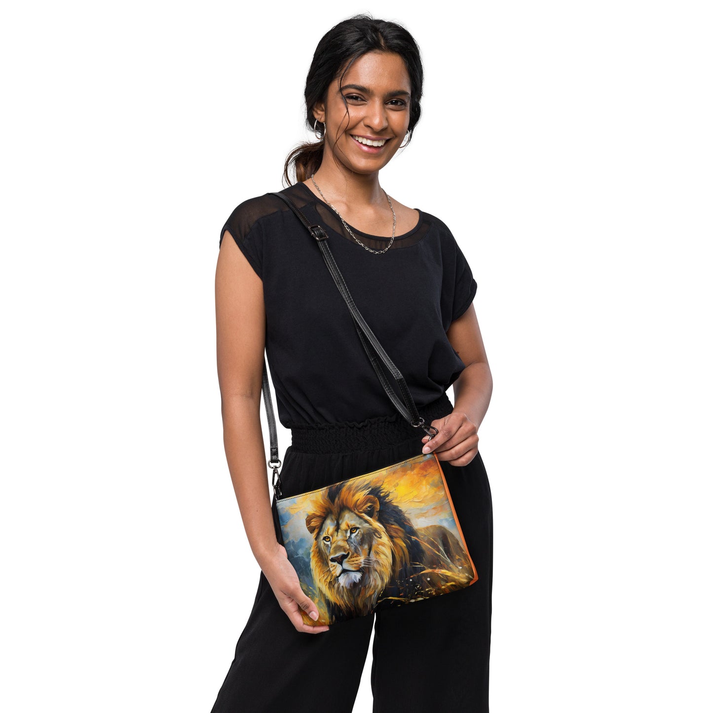 Majestic Male African Lion Crossbody Bag - Vibrant, Stylish & Colorful Oil Painting, Perfect Gift For Nature Lovers And Wildlife Enthusiasts