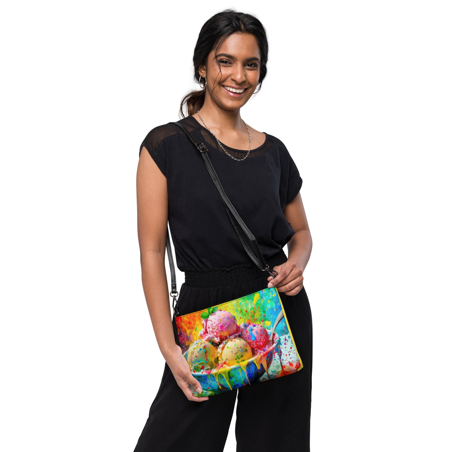 Colorful Bowl Of Ice Cream Crossbody Bag - Vibrant Oil Painting, Unique Art Lovers Gift, Stylish & Fun Accessory, Perfect For Everyday Use