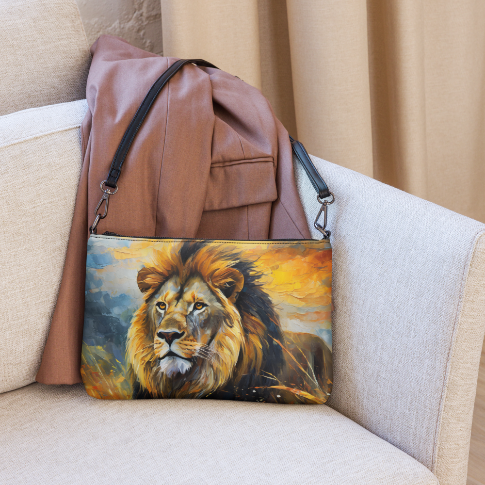 Majestic Male African Lion Crossbody Bag - Vibrant, Stylish & Colorful Oil Painting, Perfect Gift For Nature Lovers And Wildlife Enthusiasts