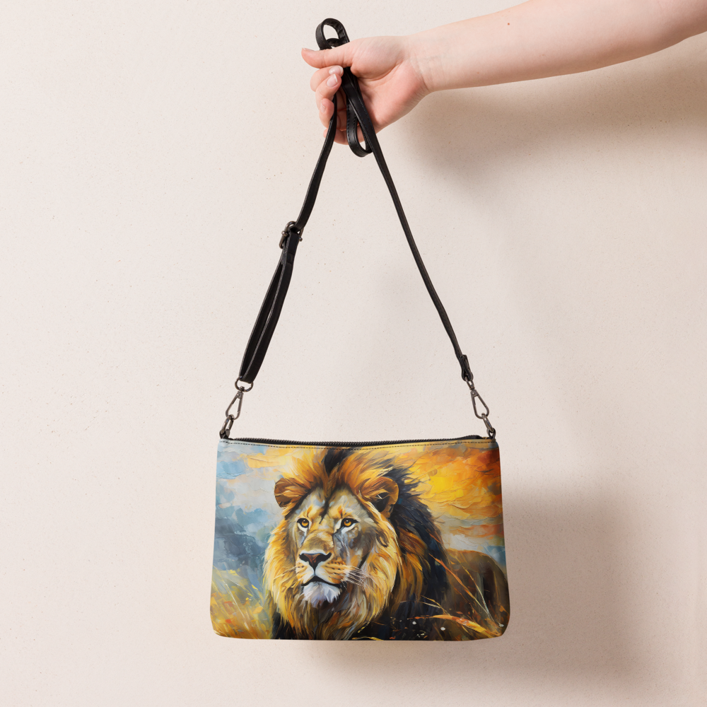 Majestic Male African Lion Crossbody Bag - Vibrant, Stylish & Colorful Oil Painting, Perfect Gift For Nature Lovers And Wildlife Enthusiasts