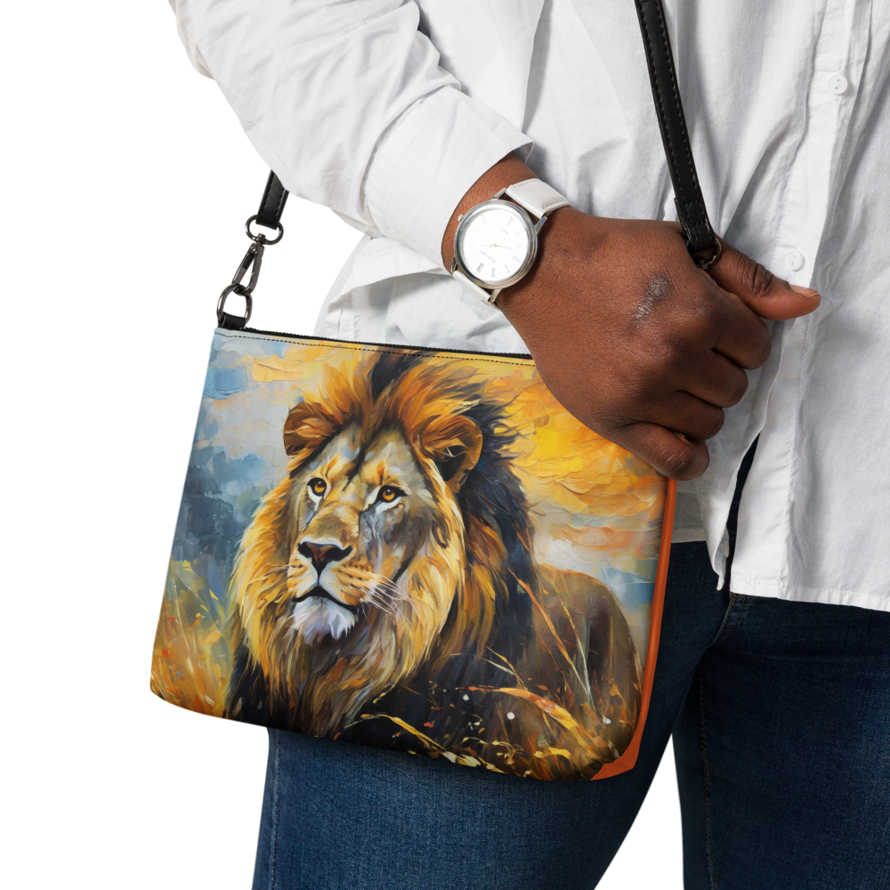Majestic Male African Lion Crossbody Bag - Vibrant, Stylish & Colorful Oil Painting, Perfect Gift For Nature Lovers And Wildlife Enthusiasts