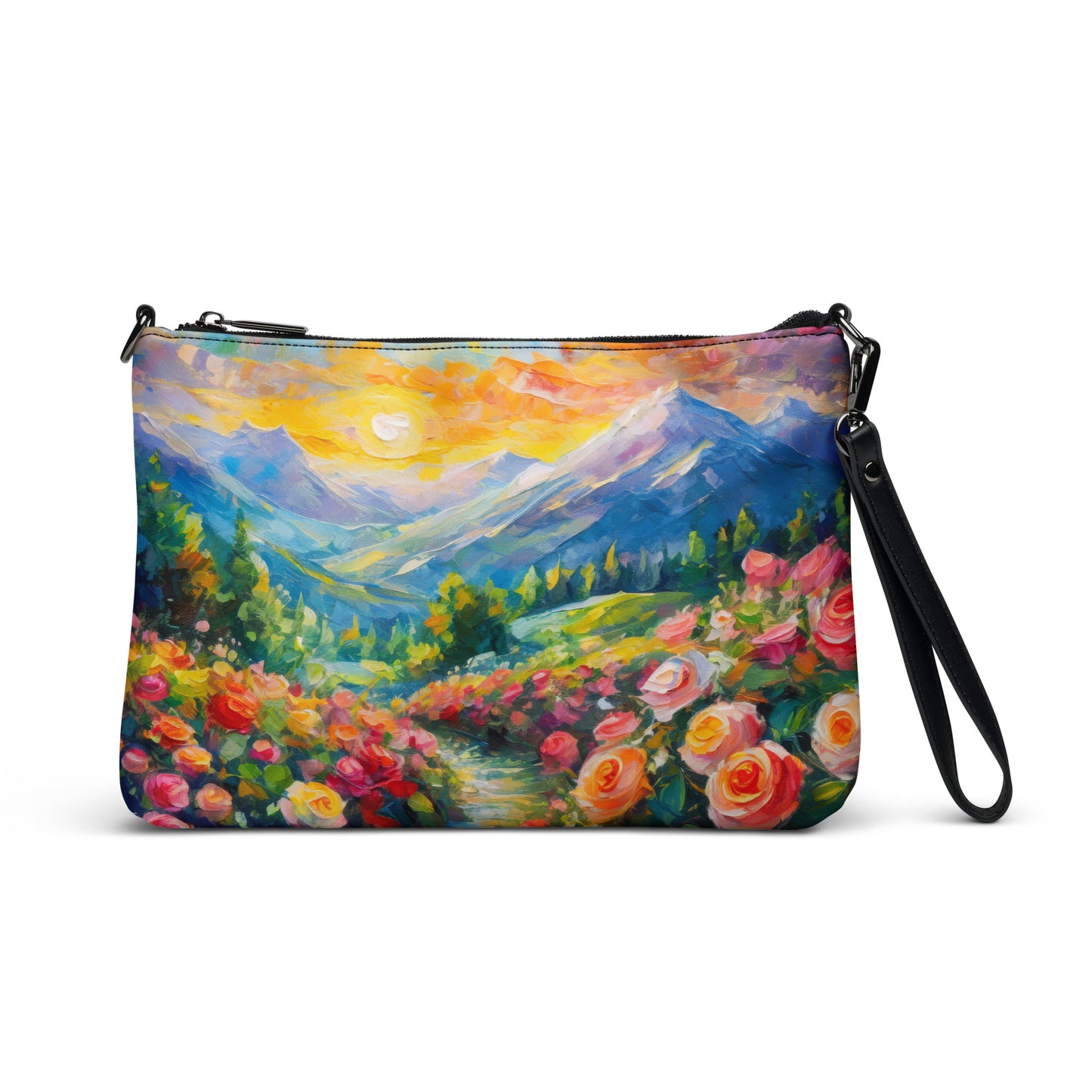 Scenic Mountain Sunset Crossbody Bag - Majestic Oil Painting, Nature Lovers Gift, Colorful Stylish Accessory, Perfect For Travel & Daily Use