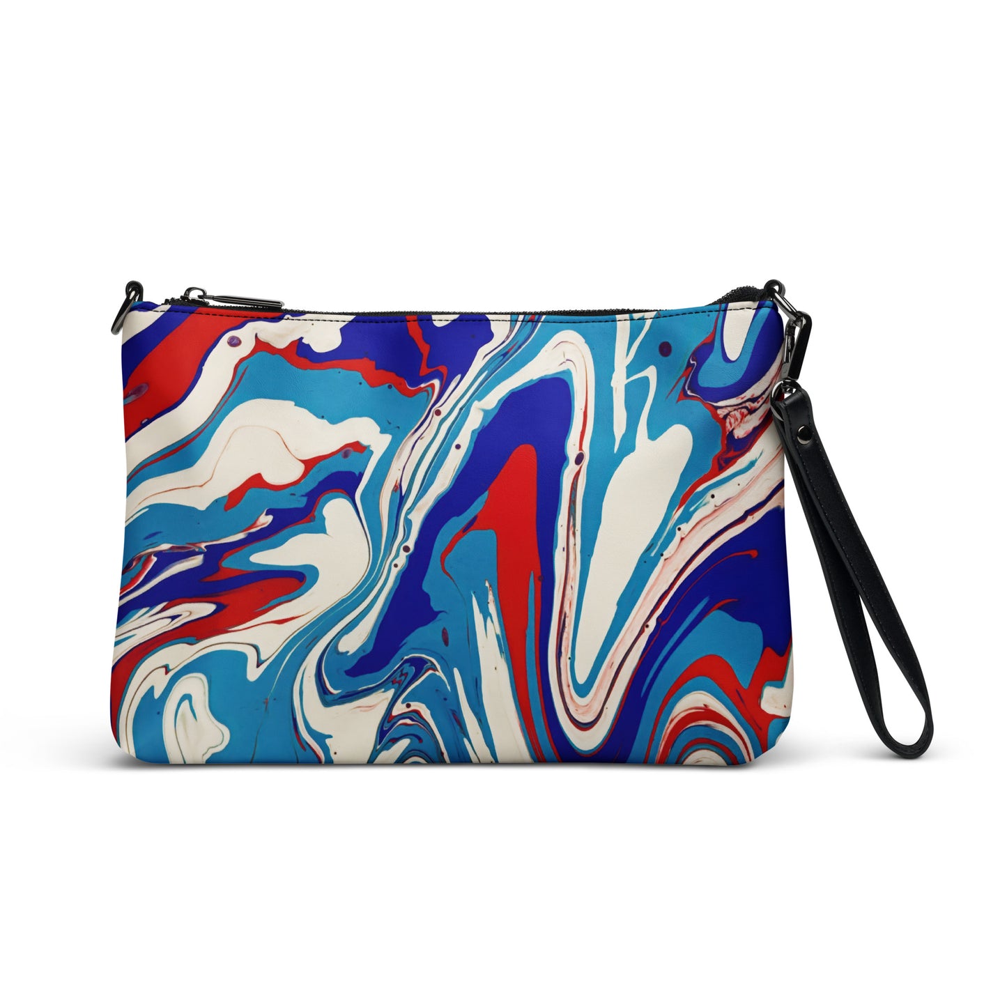 Red, White & Blue Abstract Flow Painting Crossbody Bag - Unique Art Lovers Gift, Handmade Stylish Accessory, Fun And Perfect Holiday Present