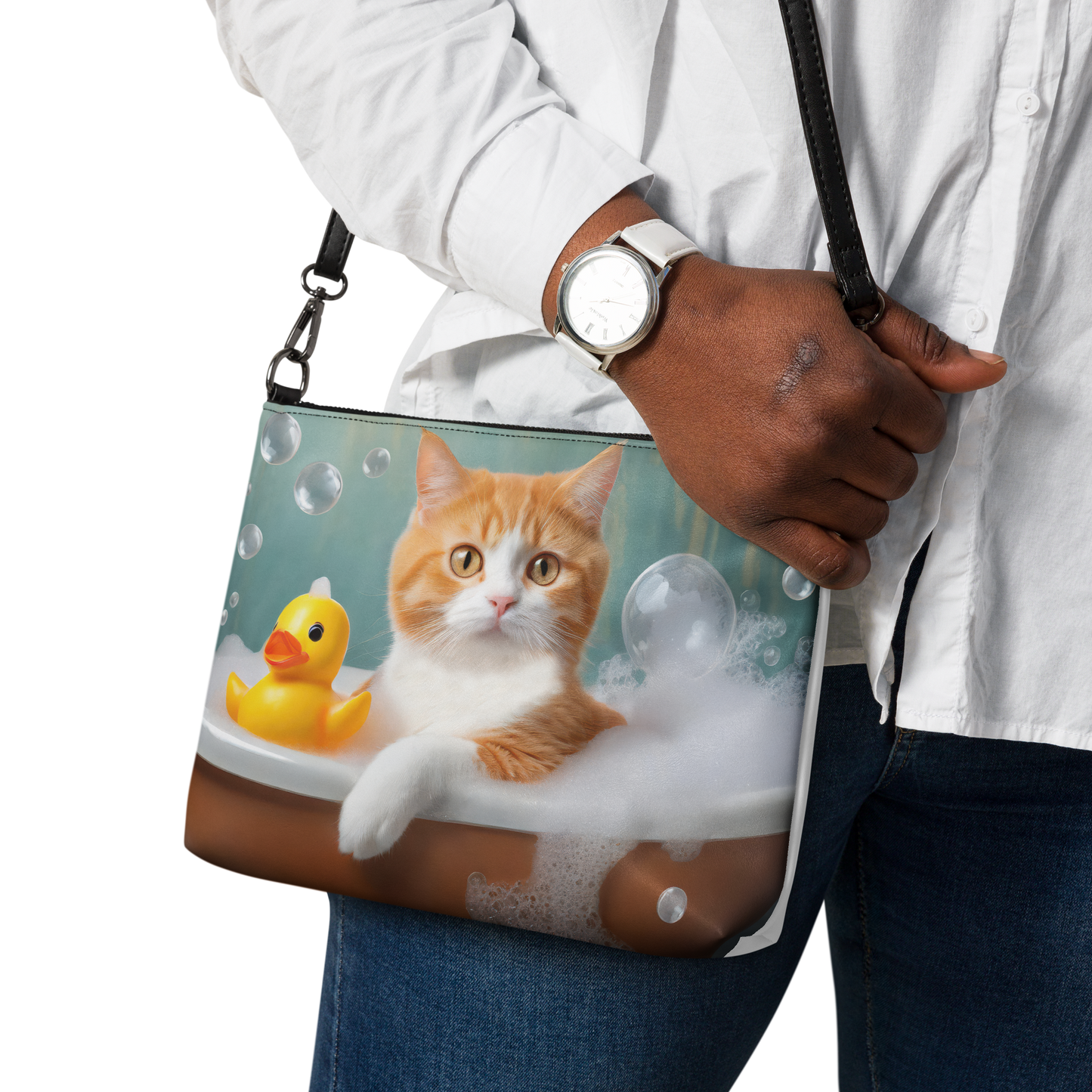 Adorable Cat In Bubble Bath Crossbody Bag - Cute Gift For Cat & Pet Lovers, Teens And Kids - Perfect For Everyday Use And Stylish Fashion