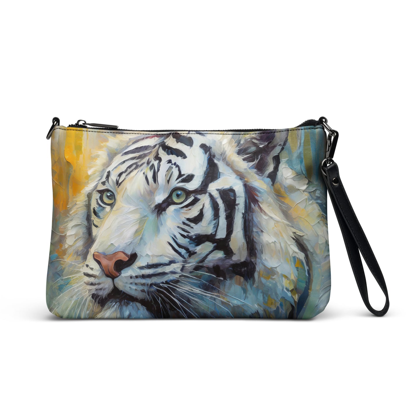 Elegant Crossbody Bag - Majestic White Tiger Oil Painting - Vibrant, Stylish & Unique Gift Accessory For Friends, Nature And Wildlife Lovers
