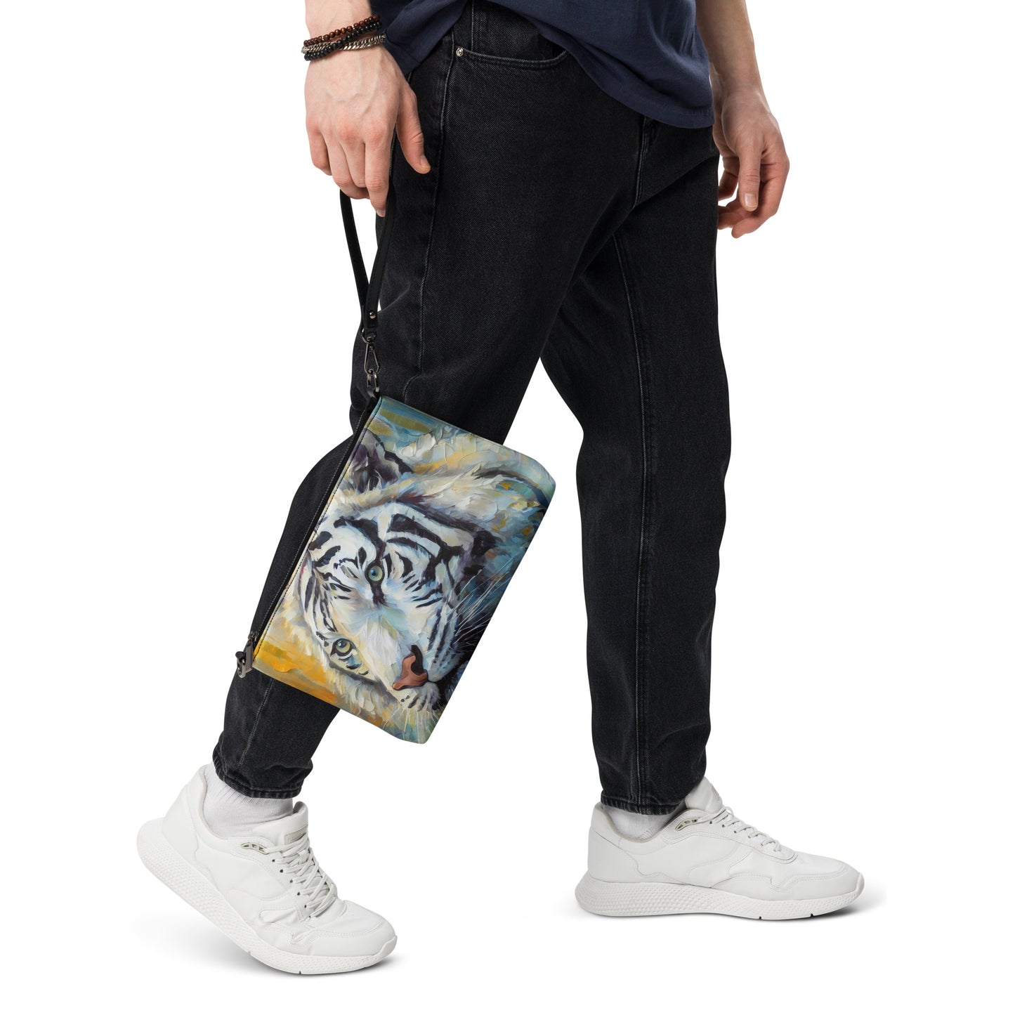 Elegant Crossbody Bag - Majestic White Tiger Oil Painting - Vibrant, Stylish & Unique Gift Accessory For Friends, Nature And Wildlife Lovers