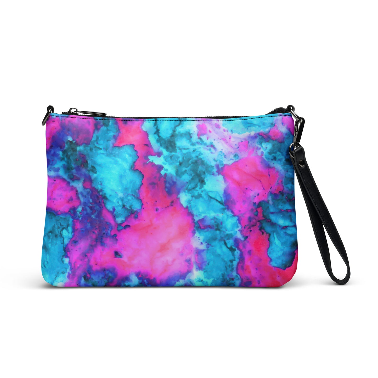 Vibrant Marble Abstract Crossbody Bag - Magenta & Cyan Art - Stylish & Functional - Perfect for Art Lovers
