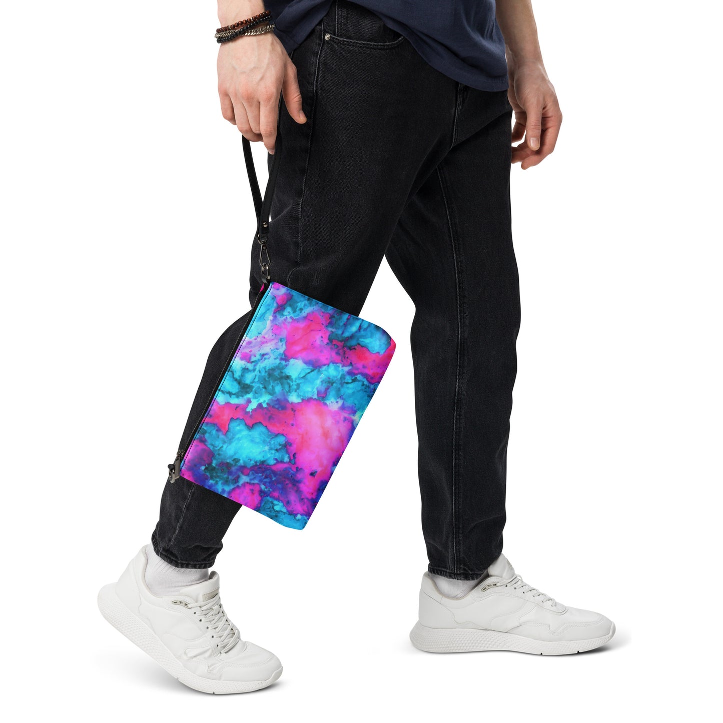 Vibrant Marble Abstract Crossbody Bag - Magenta & Cyan Art - Stylish & Functional - Perfect for Art Lovers