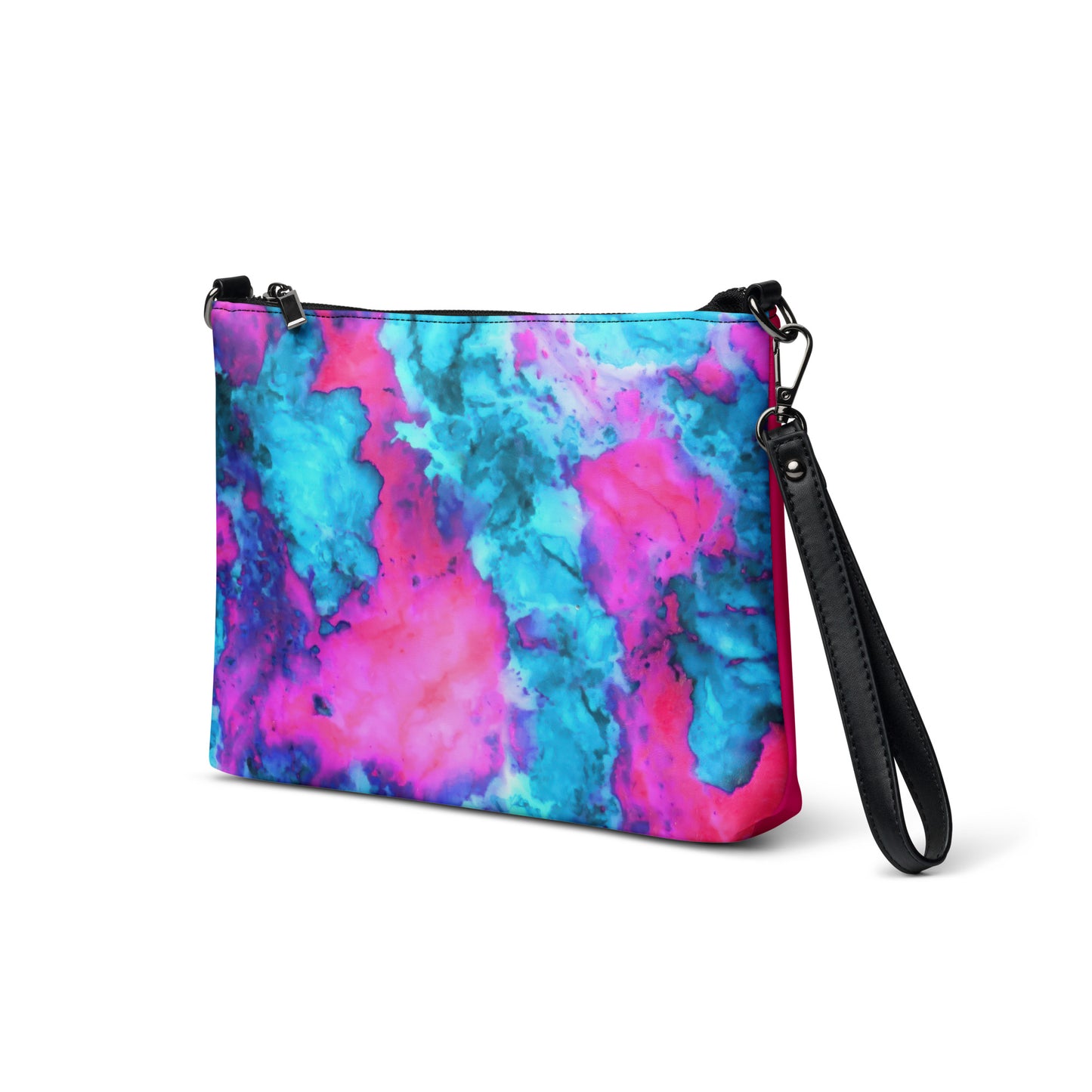 Vibrant Marble Abstract Crossbody Bag - Magenta & Cyan Art - Stylish & Functional - Perfect for Art Lovers