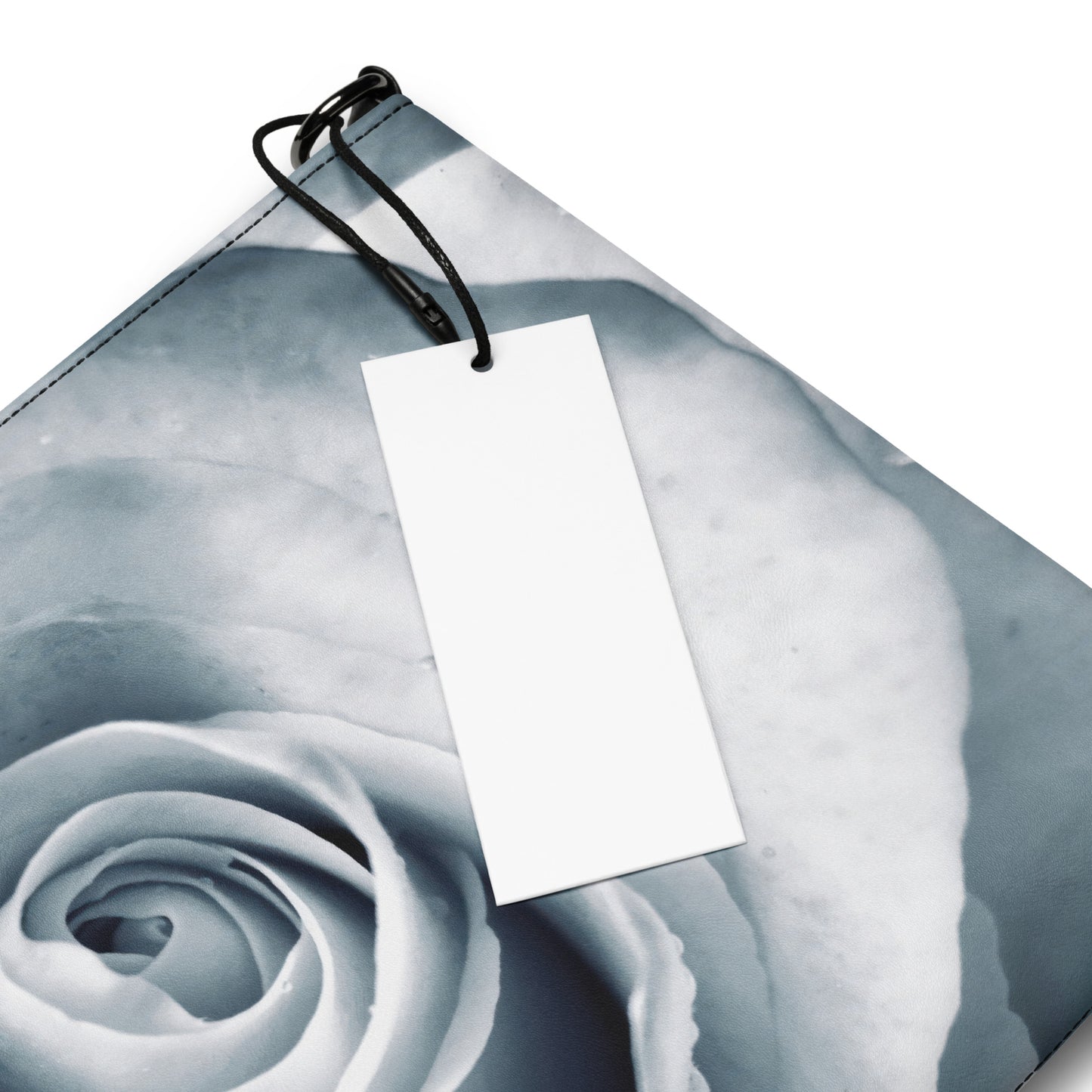 Elegant White Rose Macro Photograph On Fine Art Crossbody Bag - Perfect Gift For Contemporary Art, Nature, Flower & B&W Photography Lovers