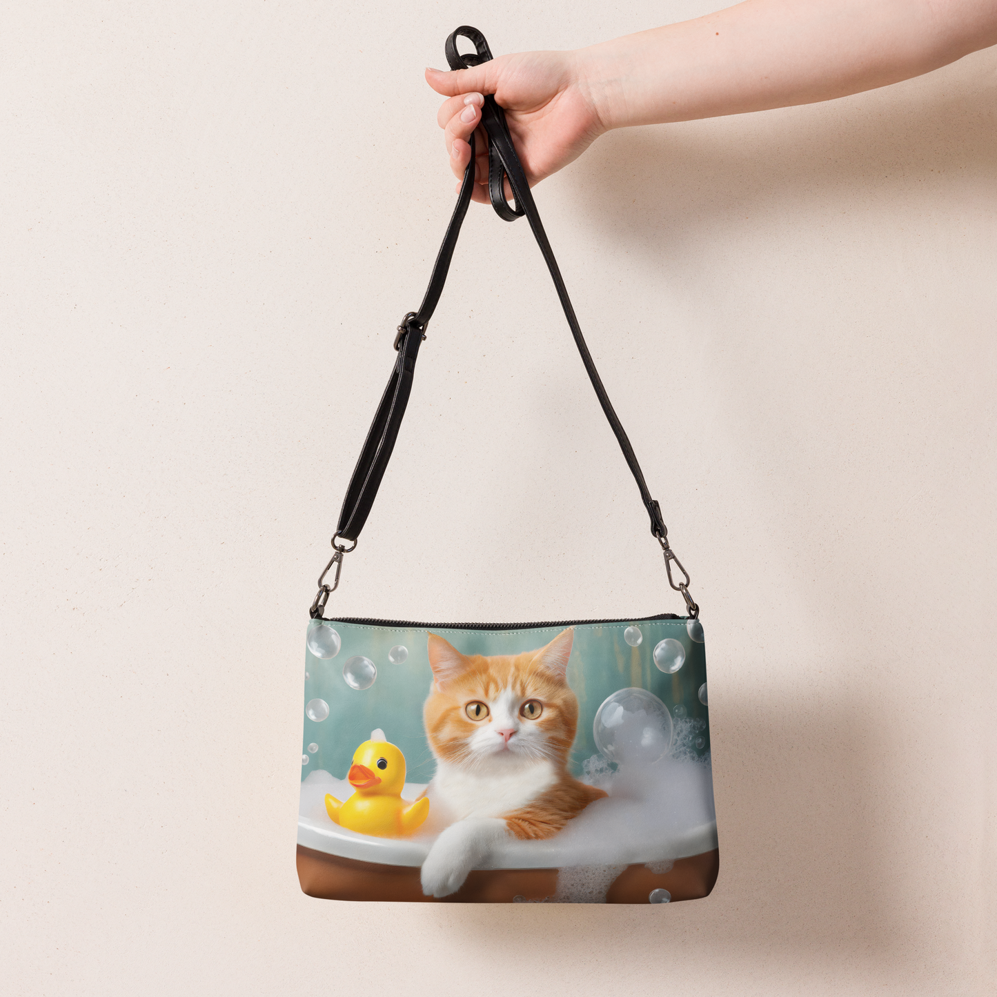 Adorable Cat In Bubble Bath Crossbody Bag - Cute Gift For Cat & Pet Lovers, Teens And Kids - Perfect For Everyday Use And Stylish Fashion