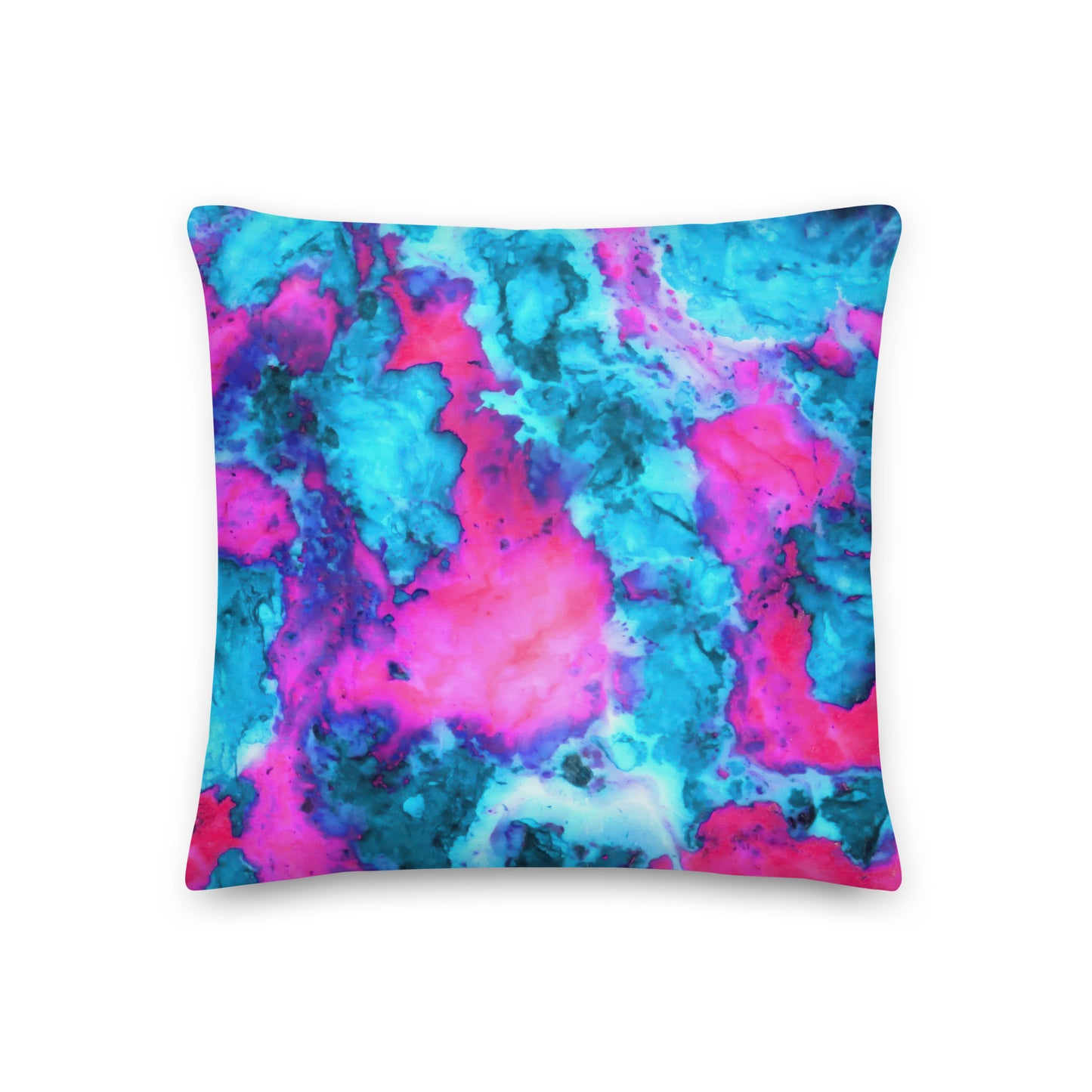 Premium Marble Abstract Pillow - Magenta & Cyan Art - Stylish & Comfortable - Perfect for Art Lovers & Home Decor