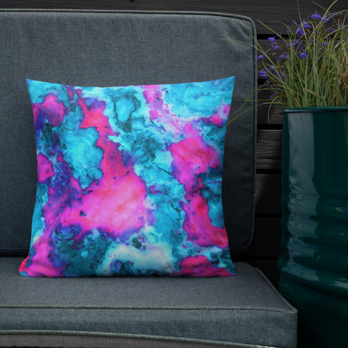 Premium Marble Abstract Pillow - Magenta & Cyan Art - Stylish & Comfortable - Perfect for Art Lovers & Home Decor
