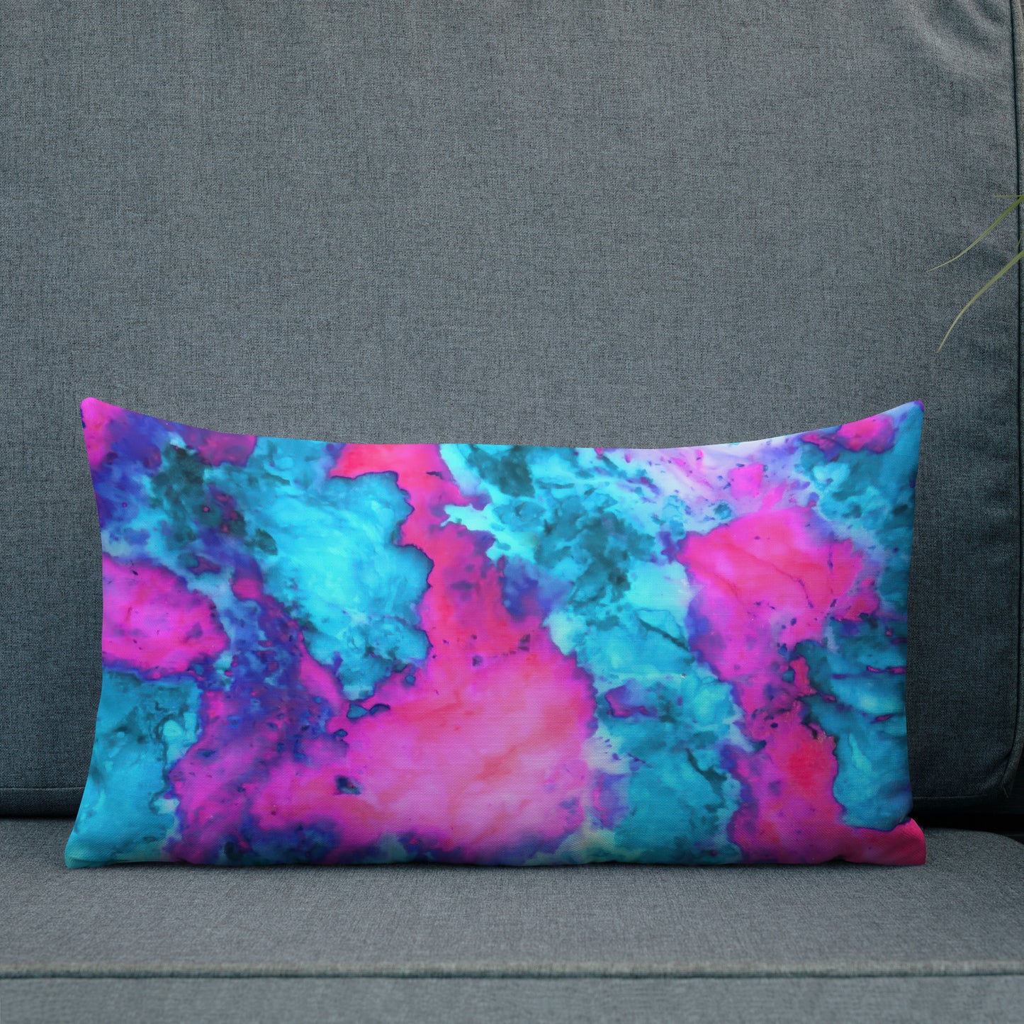 Premium Marble Abstract Pillow - Magenta & Cyan Art - Stylish & Comfortable - Perfect for Art Lovers & Home Decor