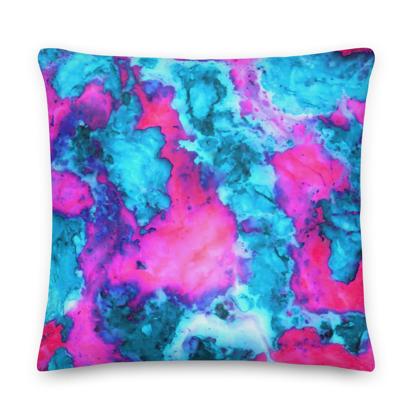 Premium Marble Abstract Pillow - Magenta & Cyan Art - Stylish & Comfortable - Perfect for Art Lovers & Home Decor