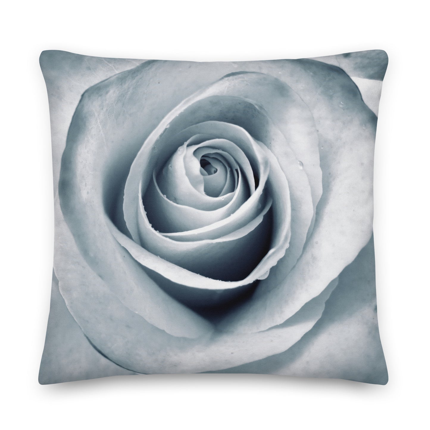 Elegant White Rose Macro Photograph On Fine Art Premium Pillow - Perfect Gift For Contemporary Art, Nature, Flower & B&W Photography Lovers