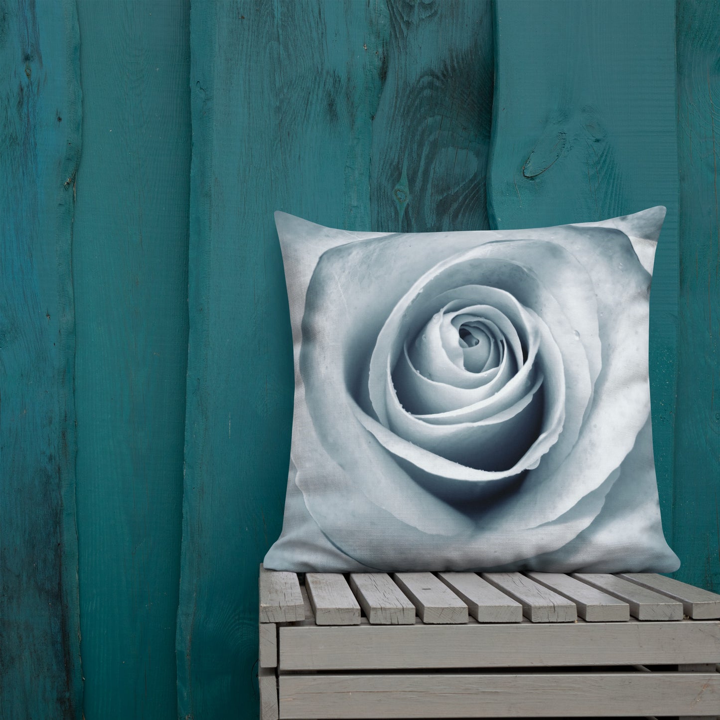 Elegant White Rose Macro Photograph On Fine Art Premium Pillow - Perfect Gift For Contemporary Art, Nature, Flower & B&W Photography Lovers