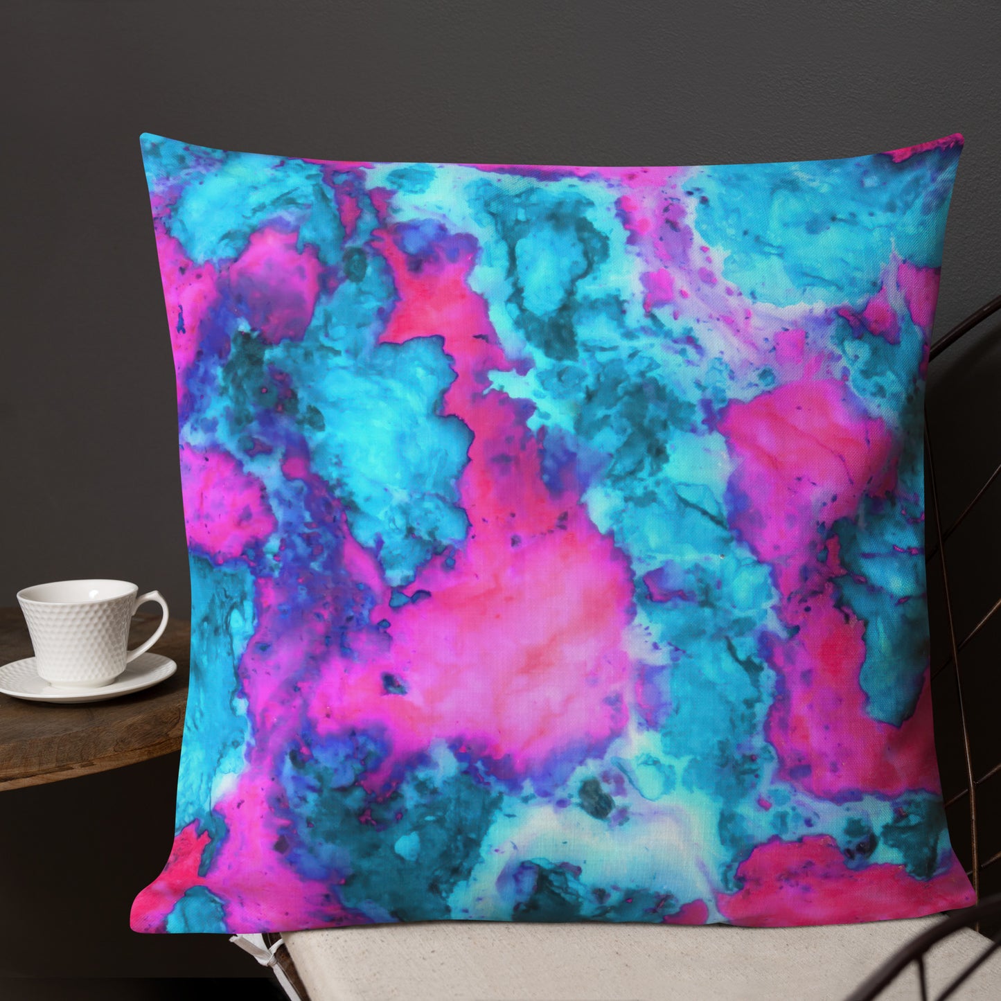 Premium Marble Abstract Pillow - Magenta & Cyan Art - Stylish & Comfortable - Perfect for Art Lovers & Home Decor