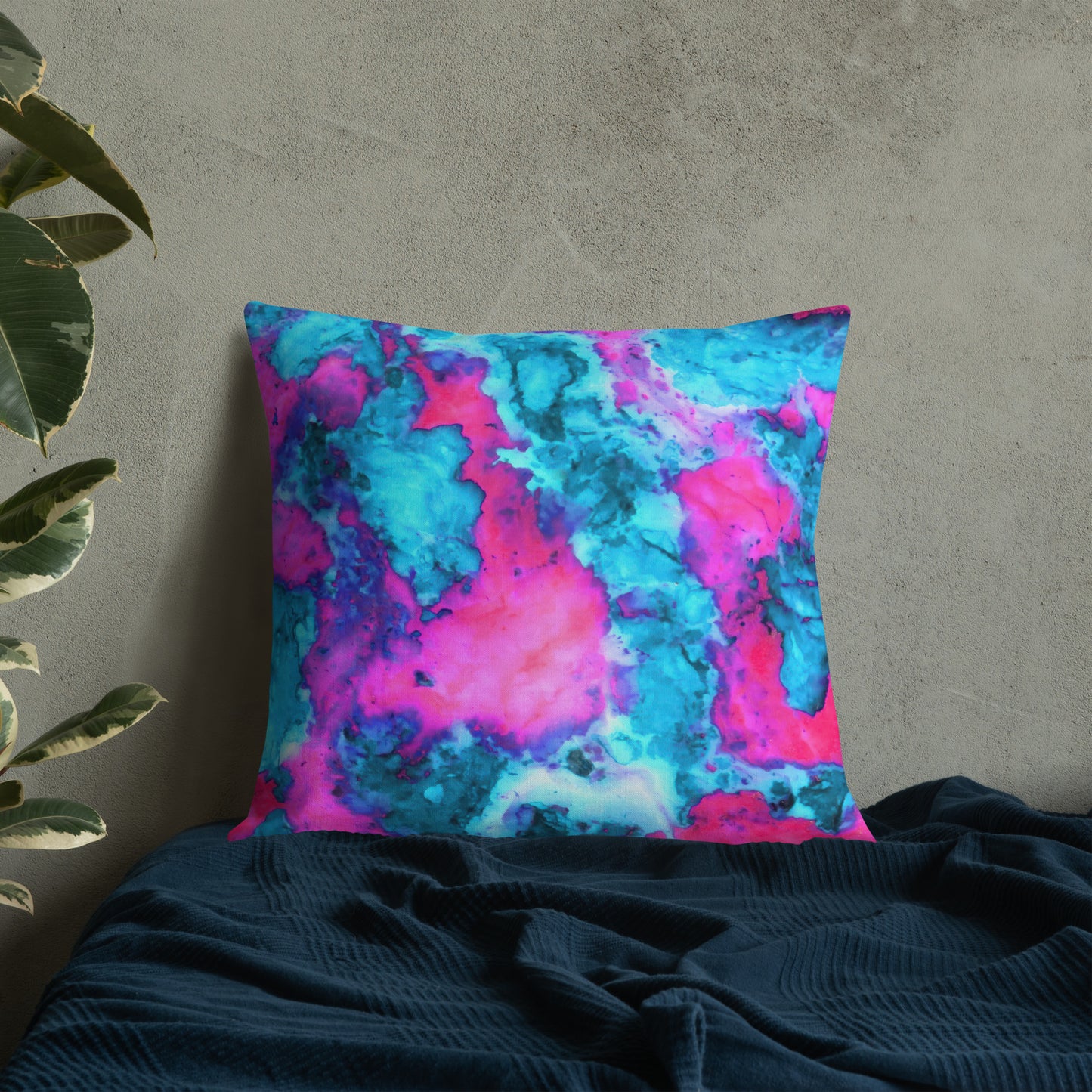 Premium Marble Abstract Pillow - Magenta & Cyan Art - Stylish & Comfortable - Perfect for Art Lovers & Home Decor