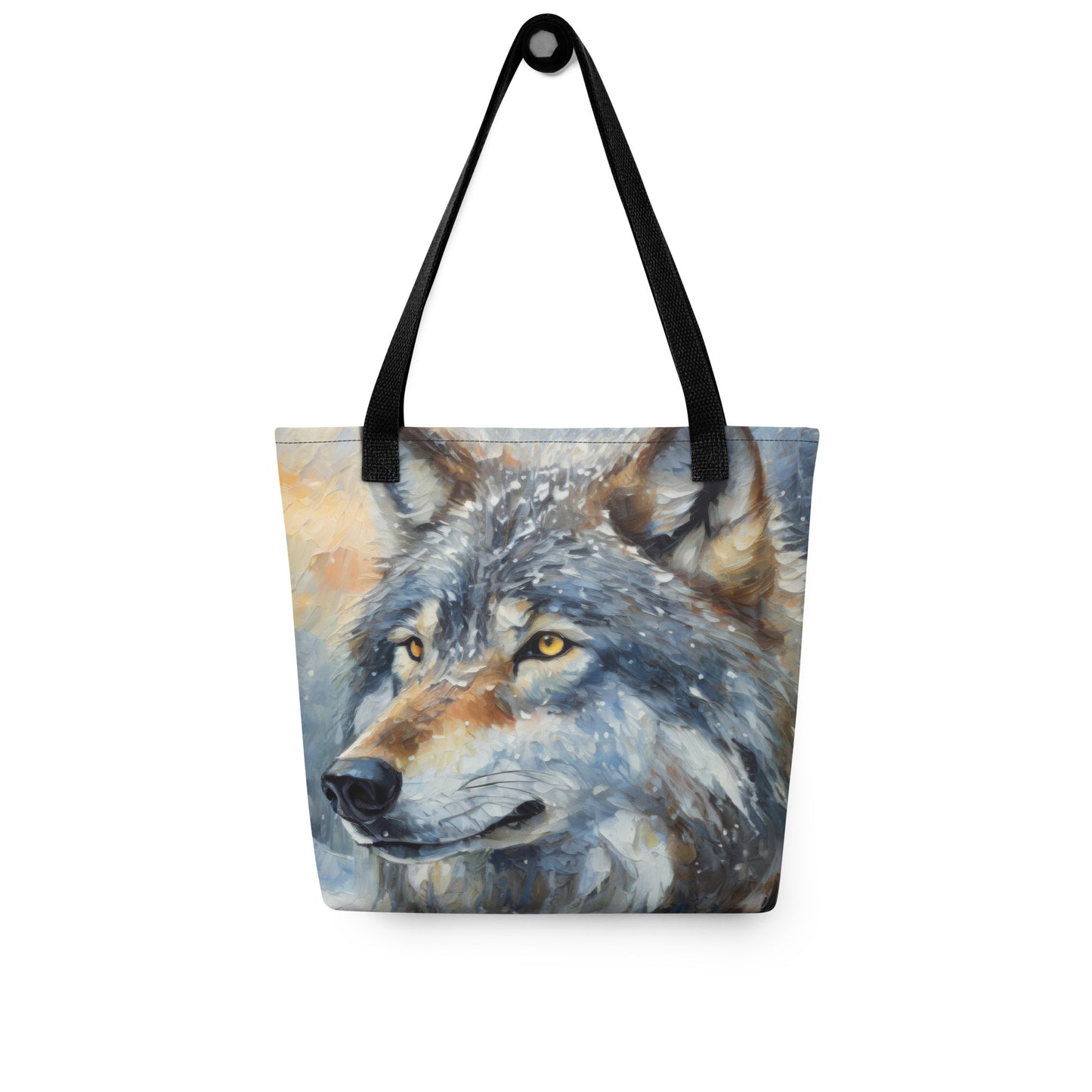 Beautiful Grey Wolf Tote Bag - Vibrant Oil Painting, Winter Landscape, Perfect Gift For Nature &amp; Wildlife Lovers, Home Décor And Shopping