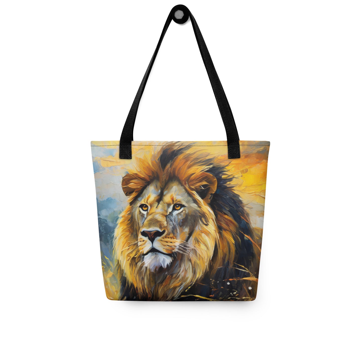 Majestic African Lion Tote Bag - Vibrant Oil Painting, Perfect Gift For Wildlife Lovers - Everyday Use For Shopping And Grocery Shopping,