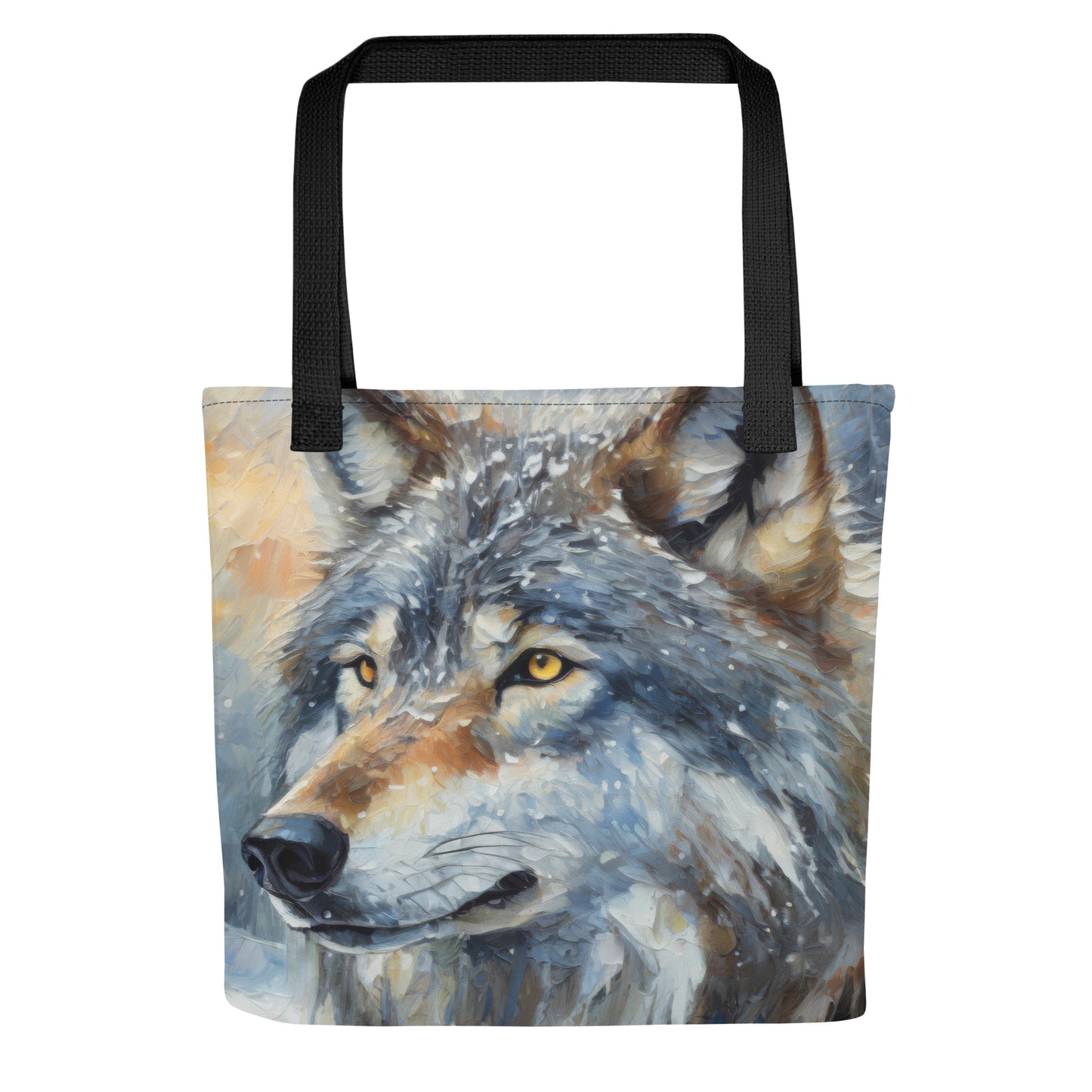 Beautiful Grey Wolf Tote Bag - Vibrant Oil Painting, Winter Landscape, Perfect Gift For Nature &amp; Wildlife Lovers, Home Décor And Shopping