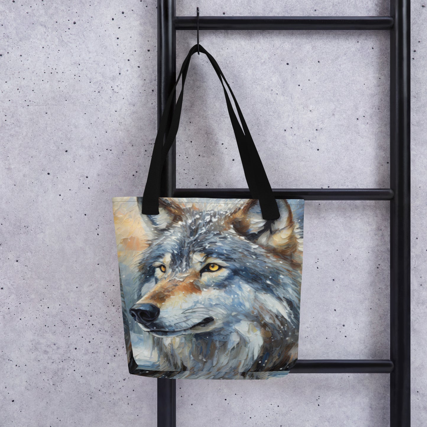 Beautiful Grey Wolf Tote Bag - Vibrant Oil Painting, Winter Landscape, Perfect Gift For Nature &amp; Wildlife Lovers, Home Décor And Shopping