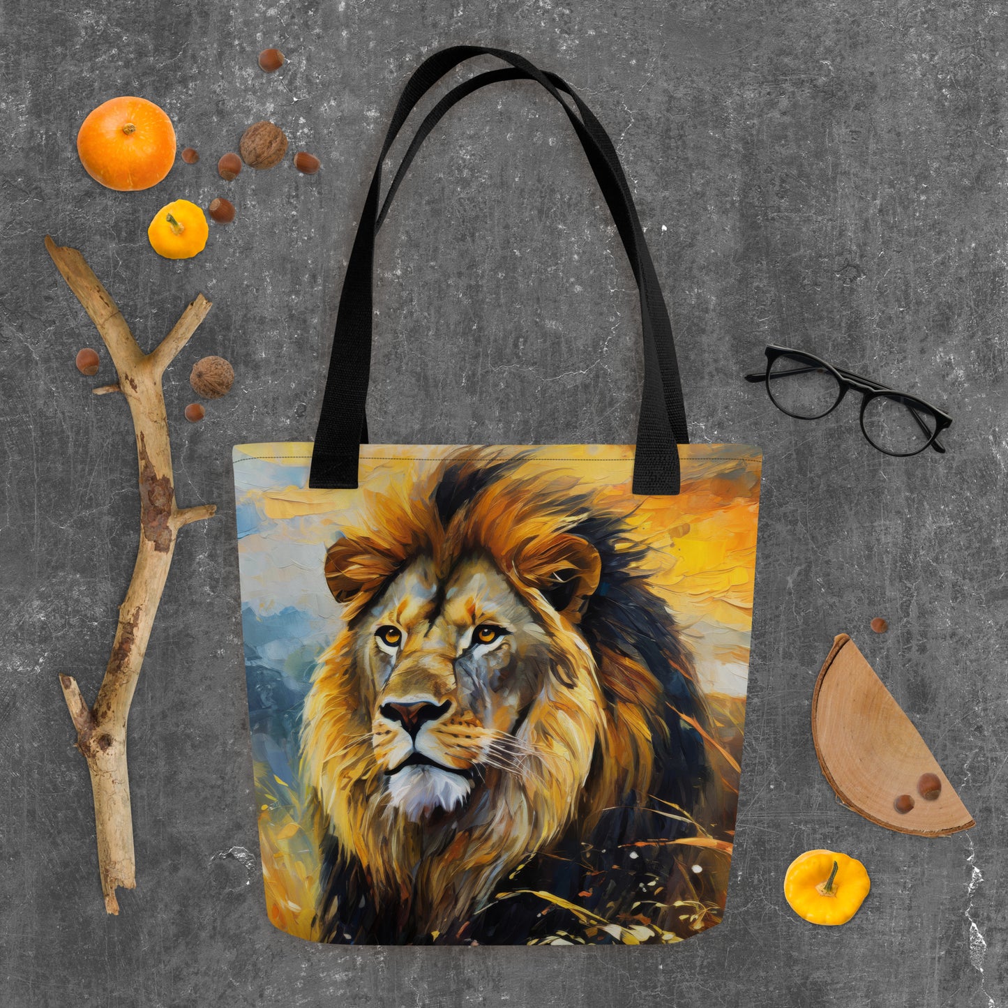 Majestic African Lion Tote Bag - Vibrant Oil Painting, Perfect Gift For Wildlife Lovers - Everyday Use For Shopping And Grocery Shopping,
