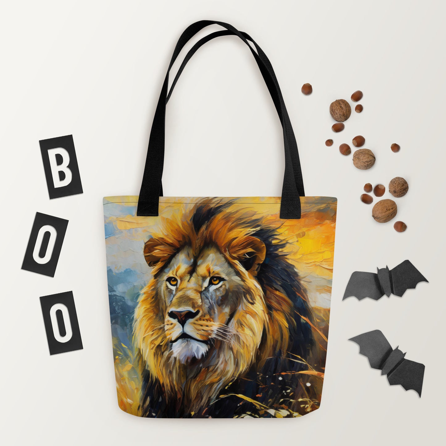 Majestic African Lion Tote Bag - Vibrant Oil Painting, Perfect Gift For Wildlife Lovers - Everyday Use For Shopping And Grocery Shopping,