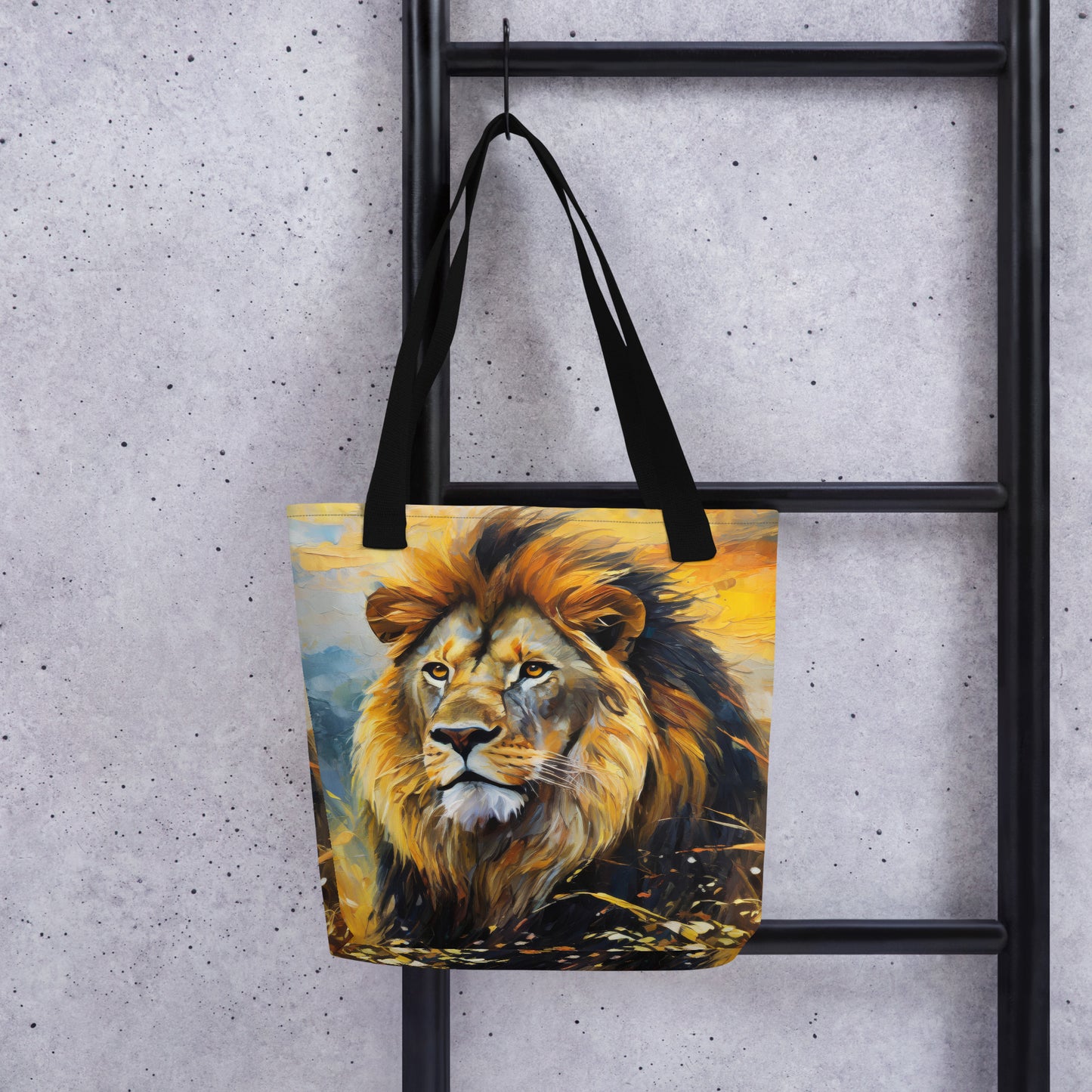 Majestic African Lion Tote Bag - Vibrant Oil Painting, Perfect Gift For Wildlife Lovers - Everyday Use For Shopping And Grocery Shopping,
