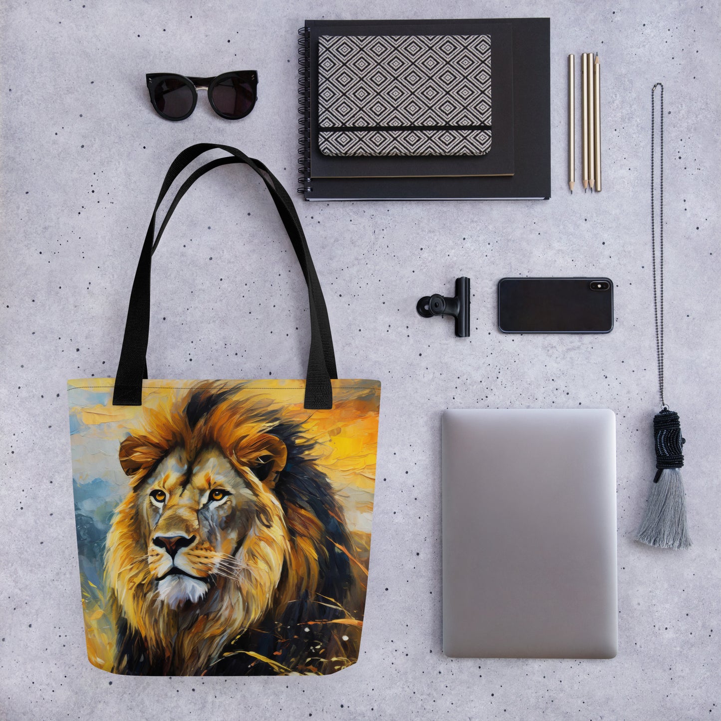 Majestic African Lion Tote Bag - Vibrant Oil Painting, Perfect Gift For Wildlife Lovers - Everyday Use For Shopping And Grocery Shopping,