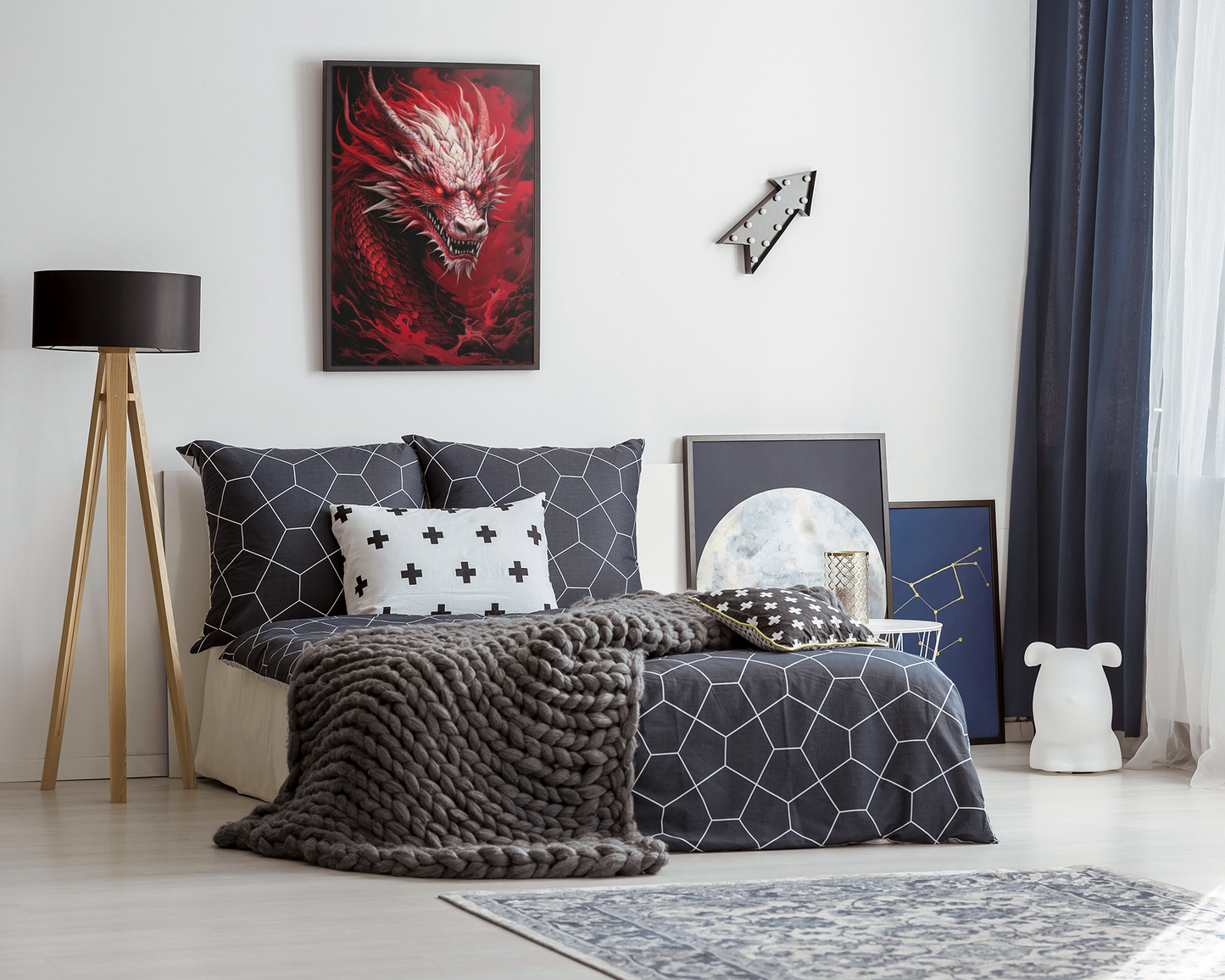 The Red Dragon - Crimson Smoke - Japanese Art Style Fine Art - Fantasy Wall Art - Digital Download Print