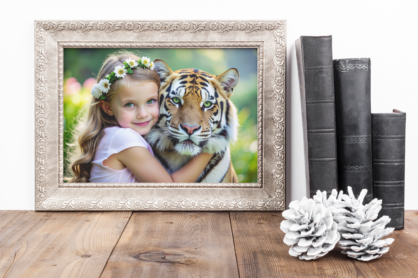 Best Friends - Surreal Friendship - A Little Girl Hugging A Tiger - Fine Art Digital Download Print
