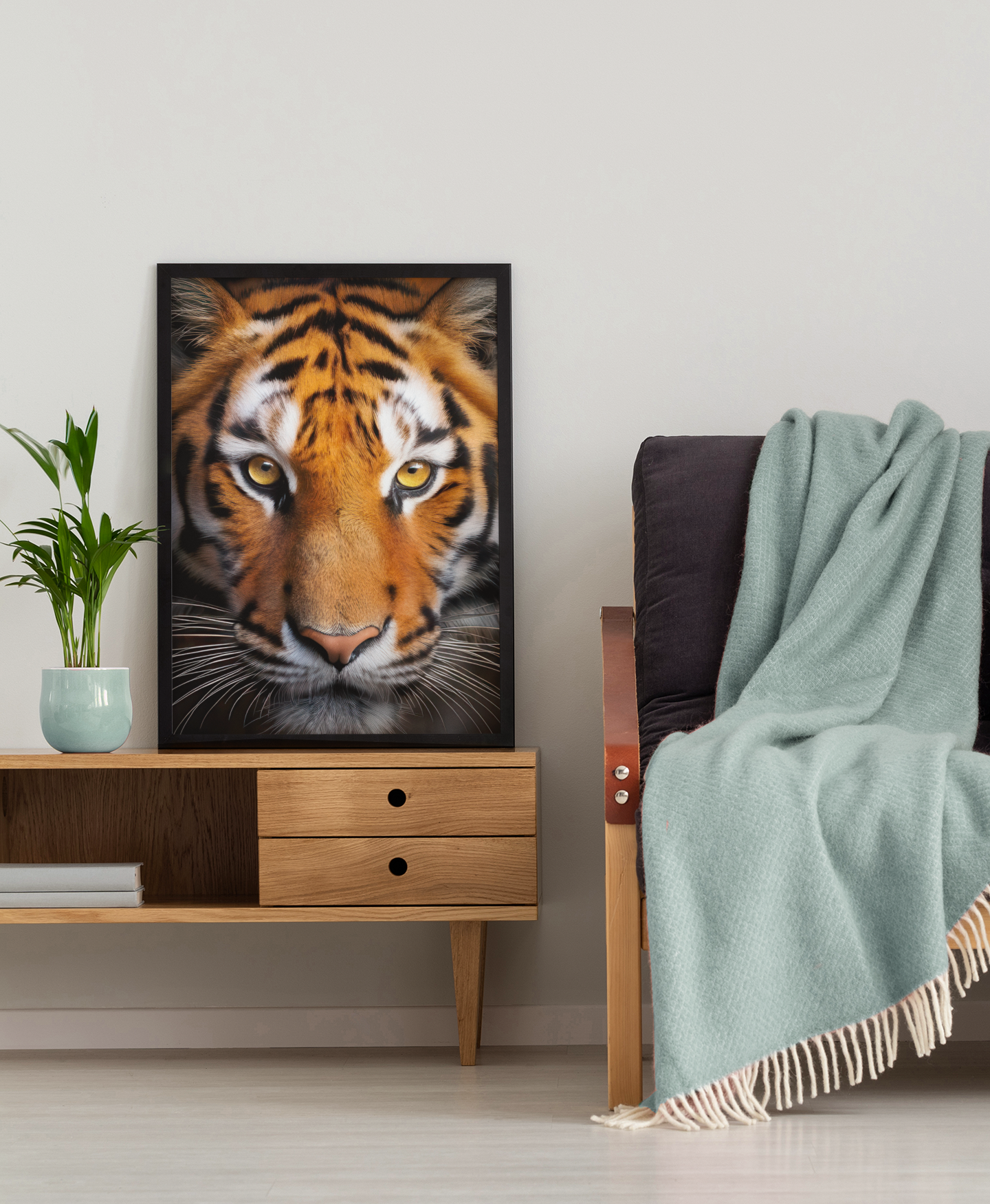 Majestic Royal Bengal Tiger Portrait - Digital Art Print - Fierce & Elegant Wildlife Decor - Nature Lover Wall Art - Animal Aesthetic