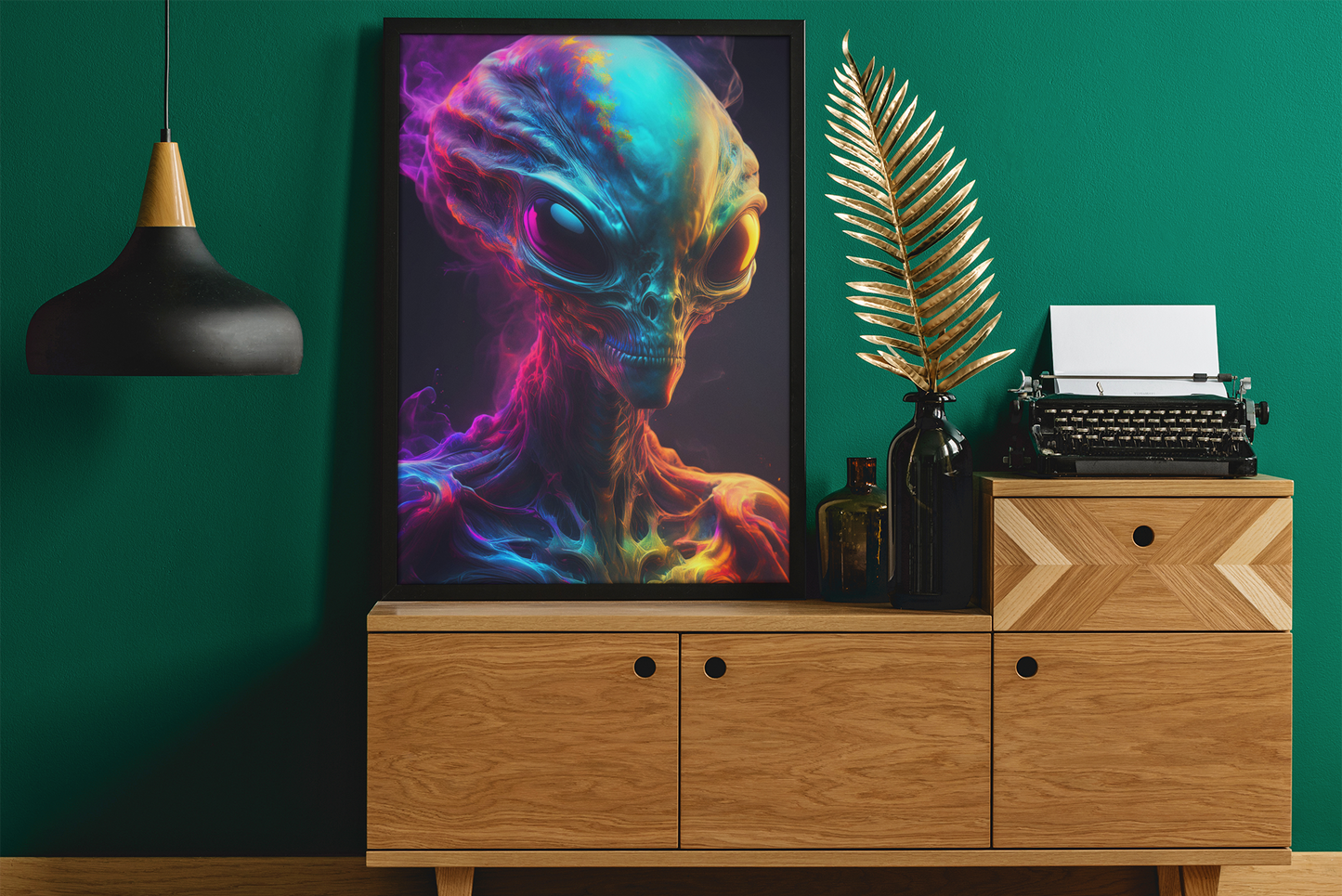 Rainbow Smoke Alien - Colorful Wall Art For Home & Office - Surreal Cosmic Fine Art - Digital Download Print