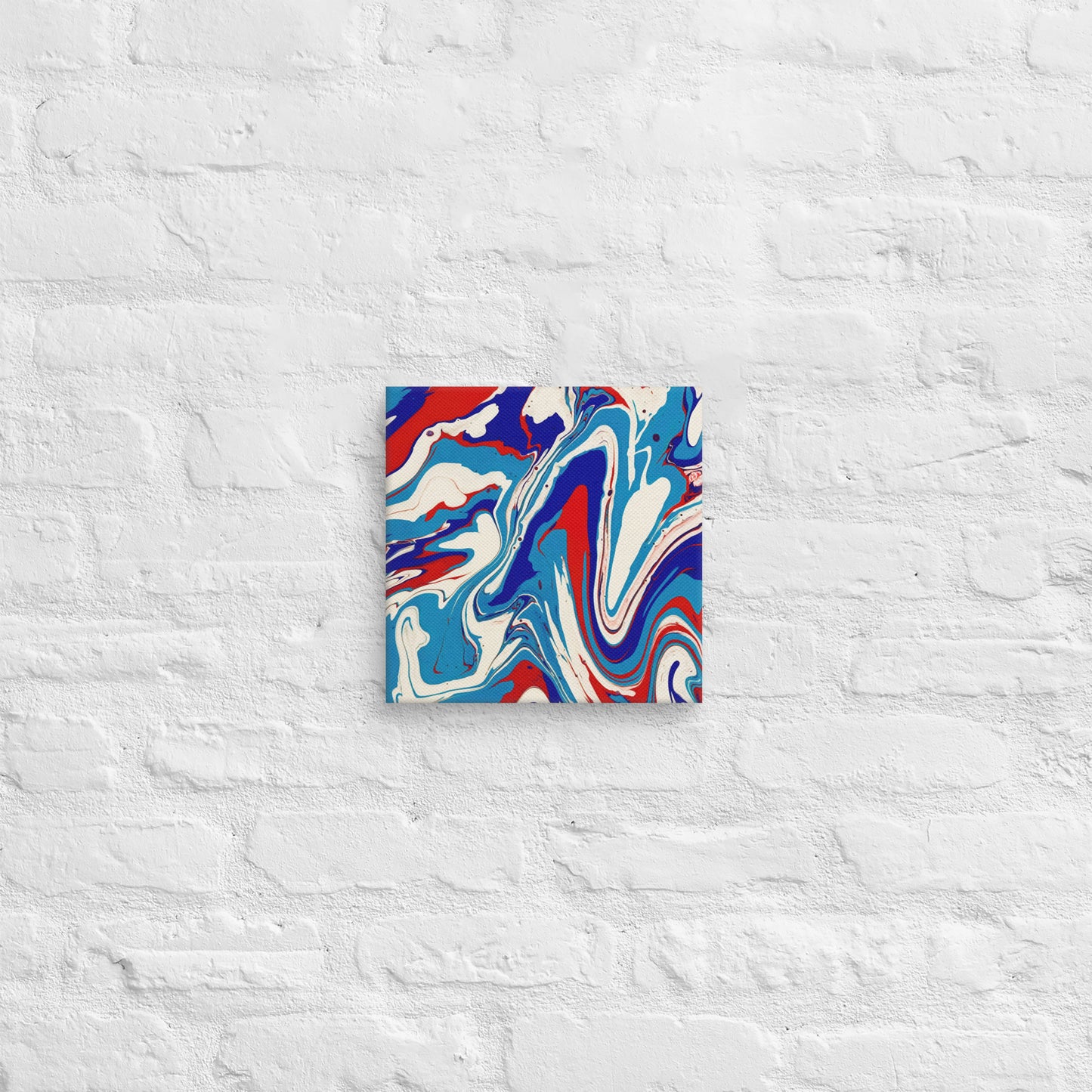 Abstract Flow Painting Canvas – Red, White, and Blue Colors – Fine Art Wall Decor For Bedroom, Living Room – Perfect Gift For Art Lovers