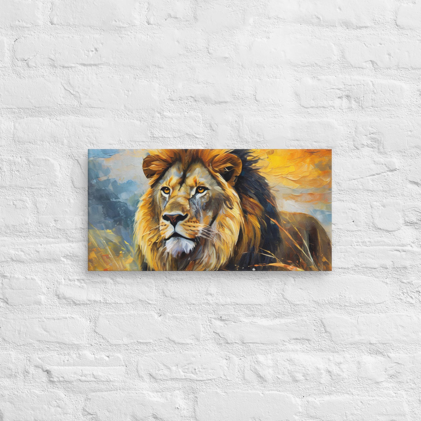 Majestic African Lion Oil Painting Canvas - Vibrant Home & Country Wall Decor - Perfect Stylish For Gift Friends, Nature And Wildlife Lovers