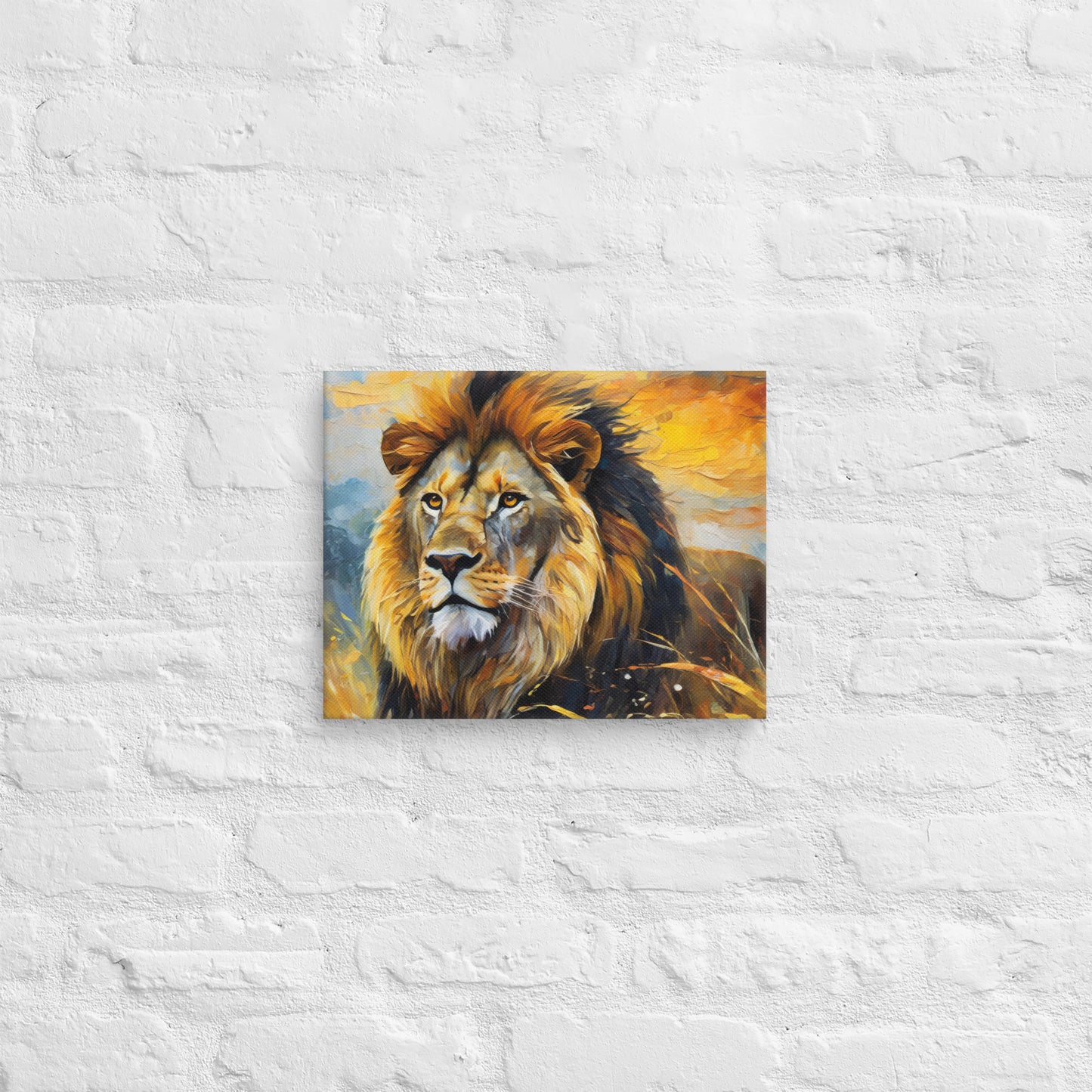 Majestic African Lion Oil Painting Canvas - Vibrant Home & Country Wall Decor - Perfect Stylish For Gift Friends, Nature And Wildlife Lovers