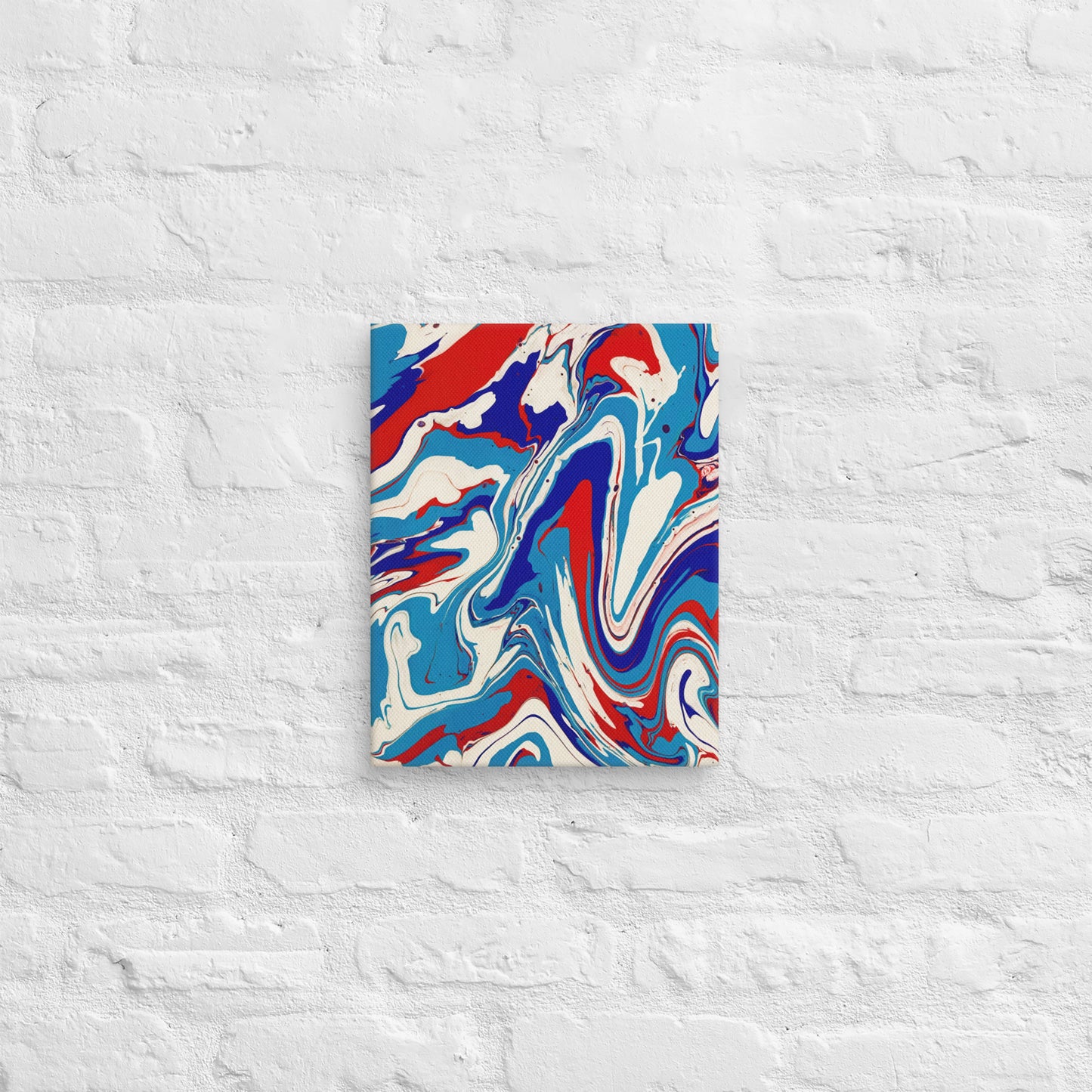 Abstract Flow Painting Canvas – Red, White, and Blue Colors – Fine Art Wall Decor For Bedroom, Living Room – Perfect Gift For Art Lovers