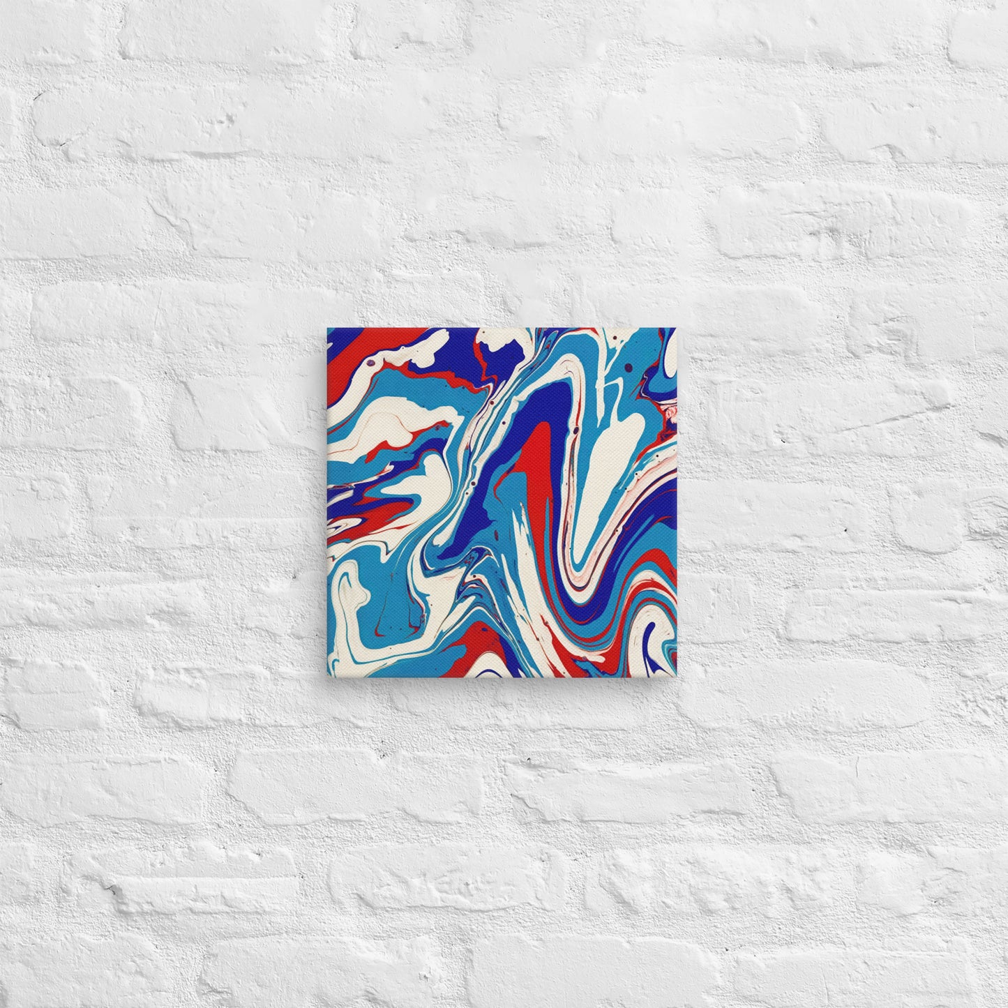 Abstract Flow Painting Canvas – Red, White, and Blue Colors – Fine Art Wall Decor For Bedroom, Living Room – Perfect Gift For Art Lovers