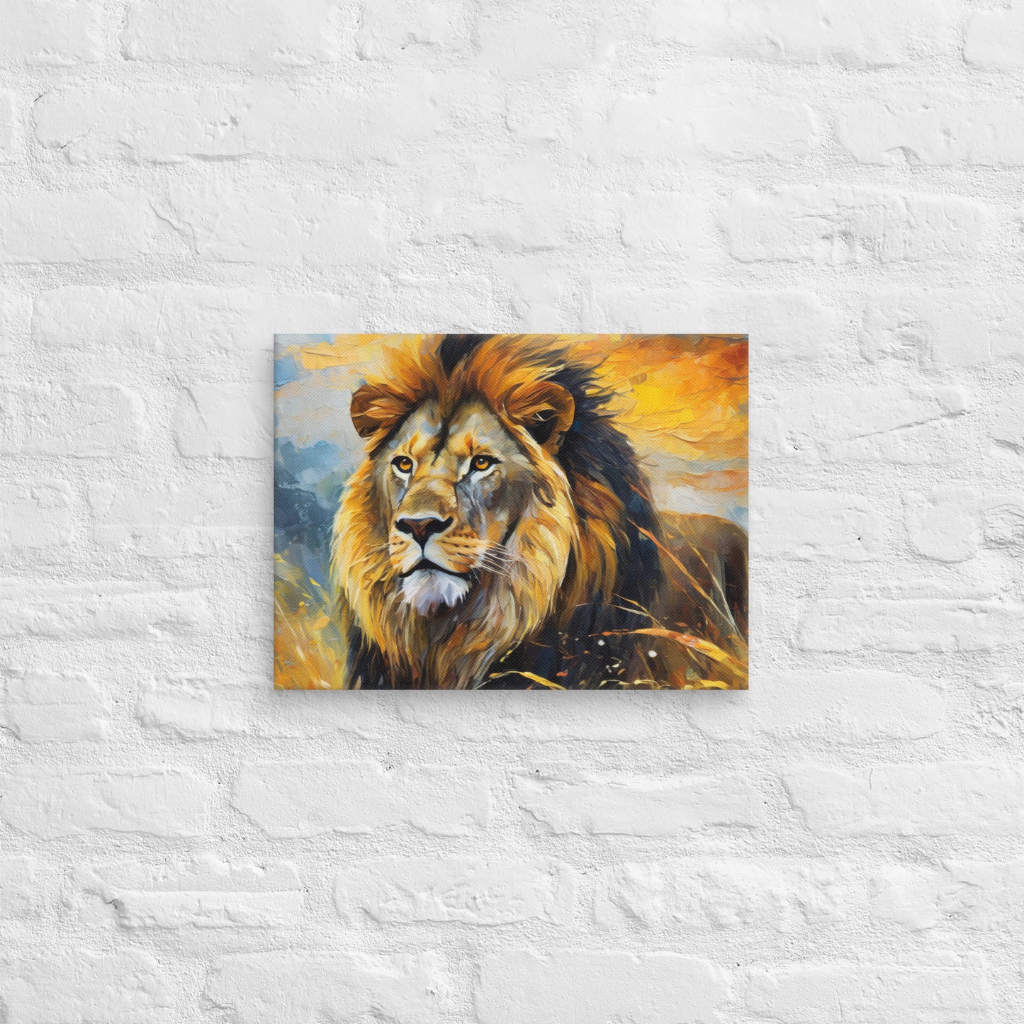 Majestic African Lion Oil Painting Canvas - Vibrant Home & Country Wall Decor - Perfect Stylish For Gift Friends, Nature And Wildlife Lovers