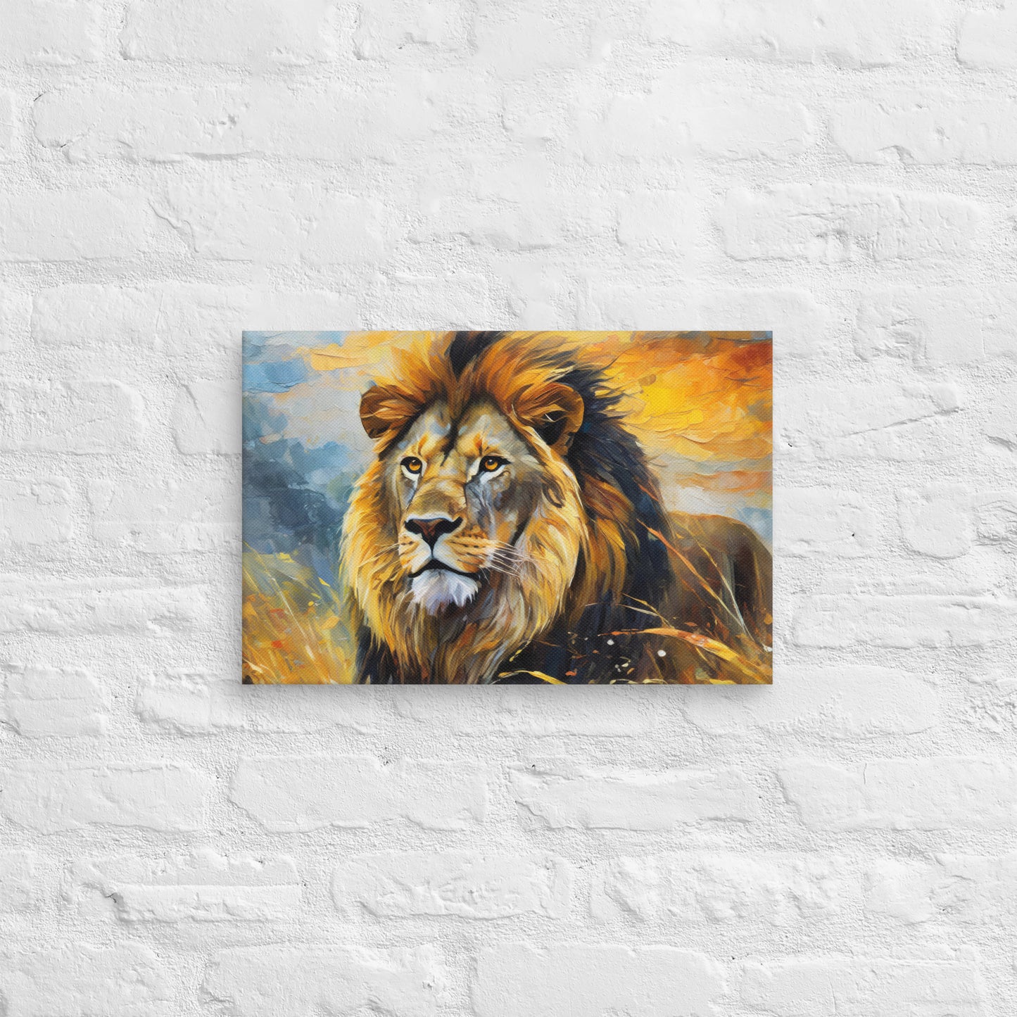 Majestic African Lion Oil Painting Canvas - Vibrant Home & Country Wall Decor - Perfect Stylish For Gift Friends, Nature And Wildlife Lovers