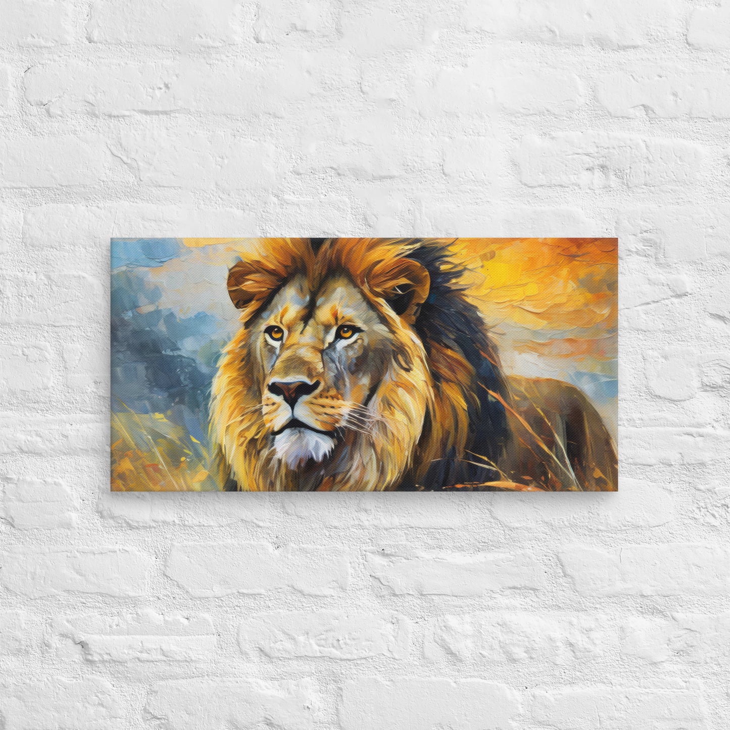 Majestic African Lion Oil Painting Canvas - Vibrant Home & Country Wall Decor - Perfect Stylish For Gift Friends, Nature And Wildlife Lovers
