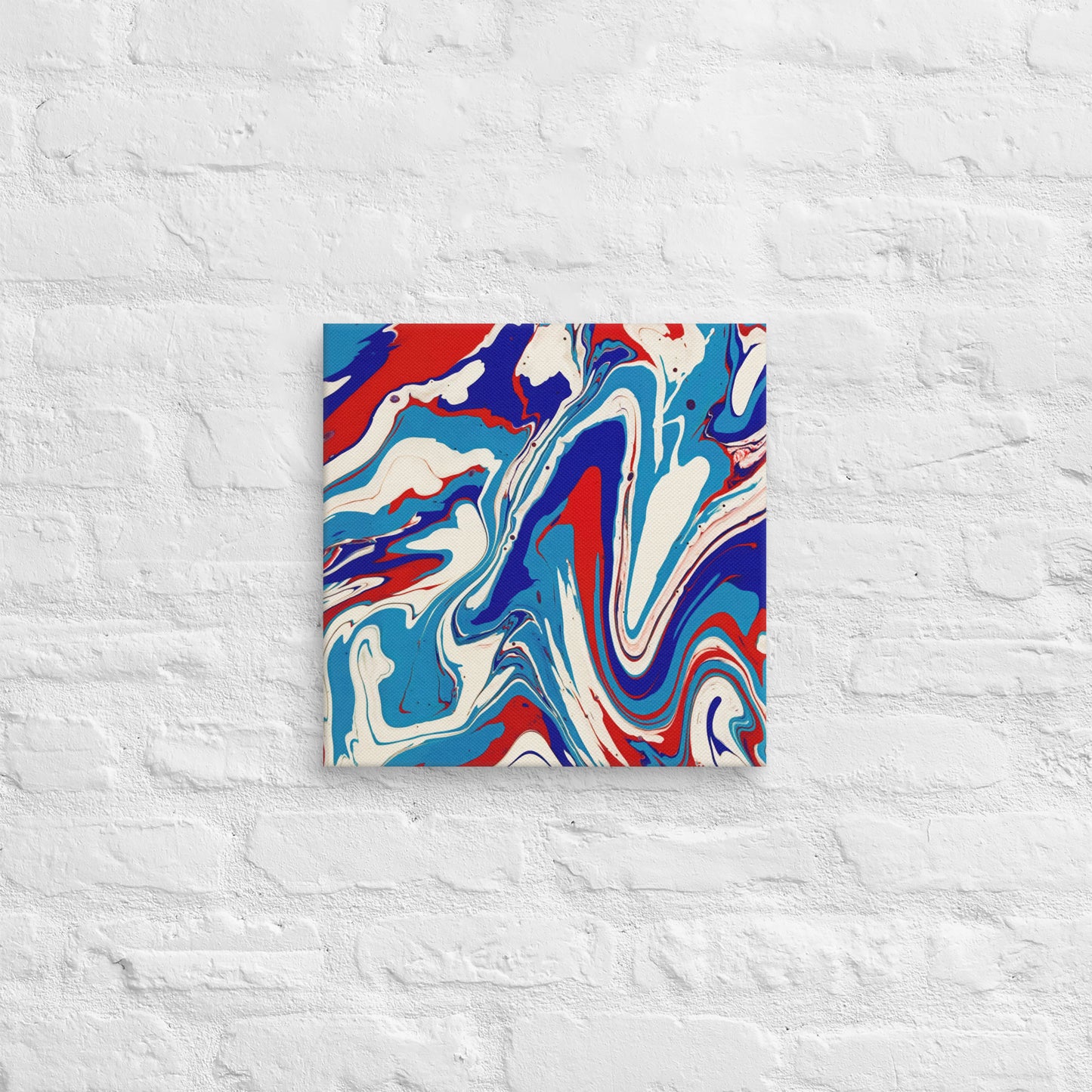 Abstract Flow Painting Canvas – Red, White, and Blue Colors – Fine Art Wall Decor For Bedroom, Living Room – Perfect Gift For Art Lovers